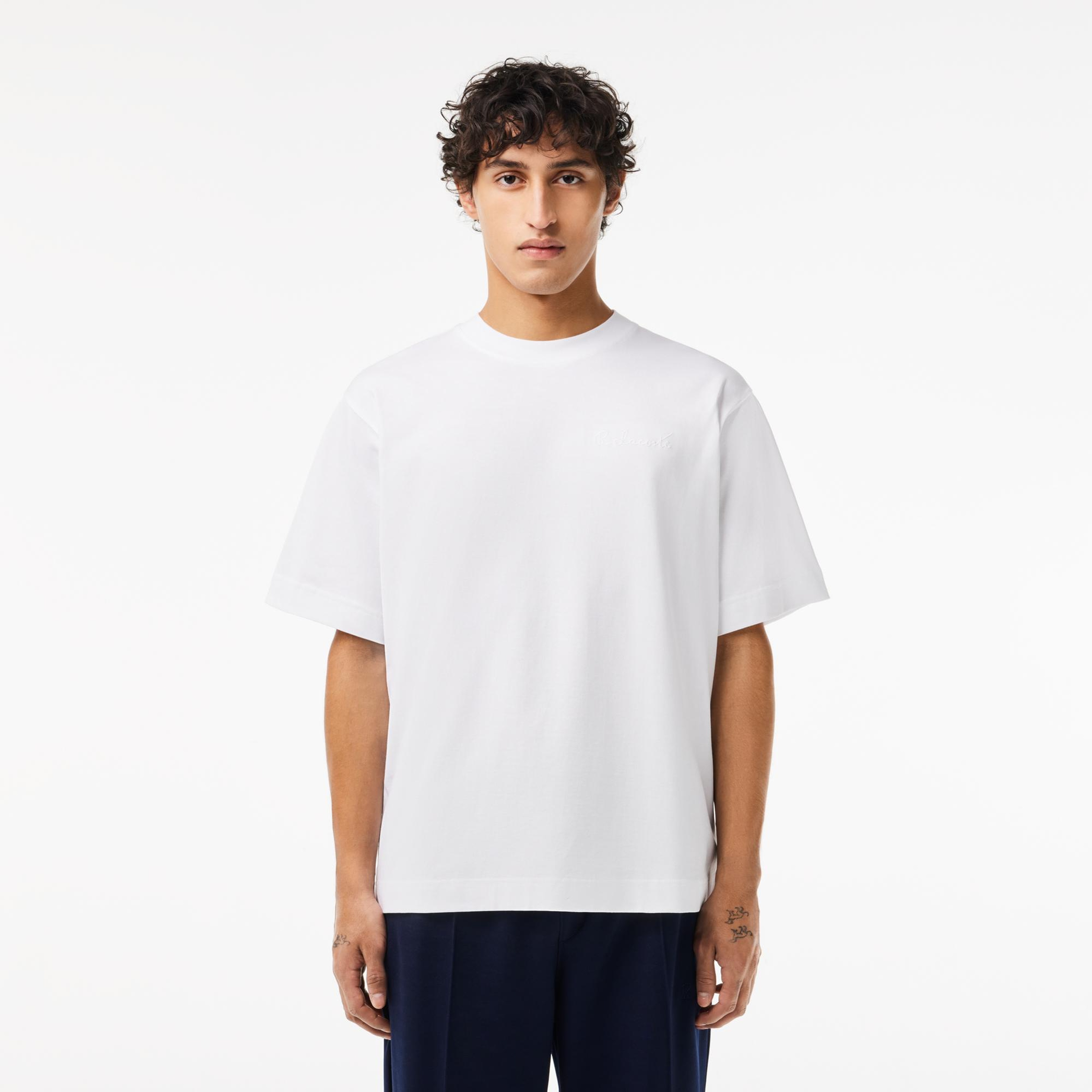 Lacoste Erkek Oversize Fit Bisiklet Yaka Beyaz T-Shirt