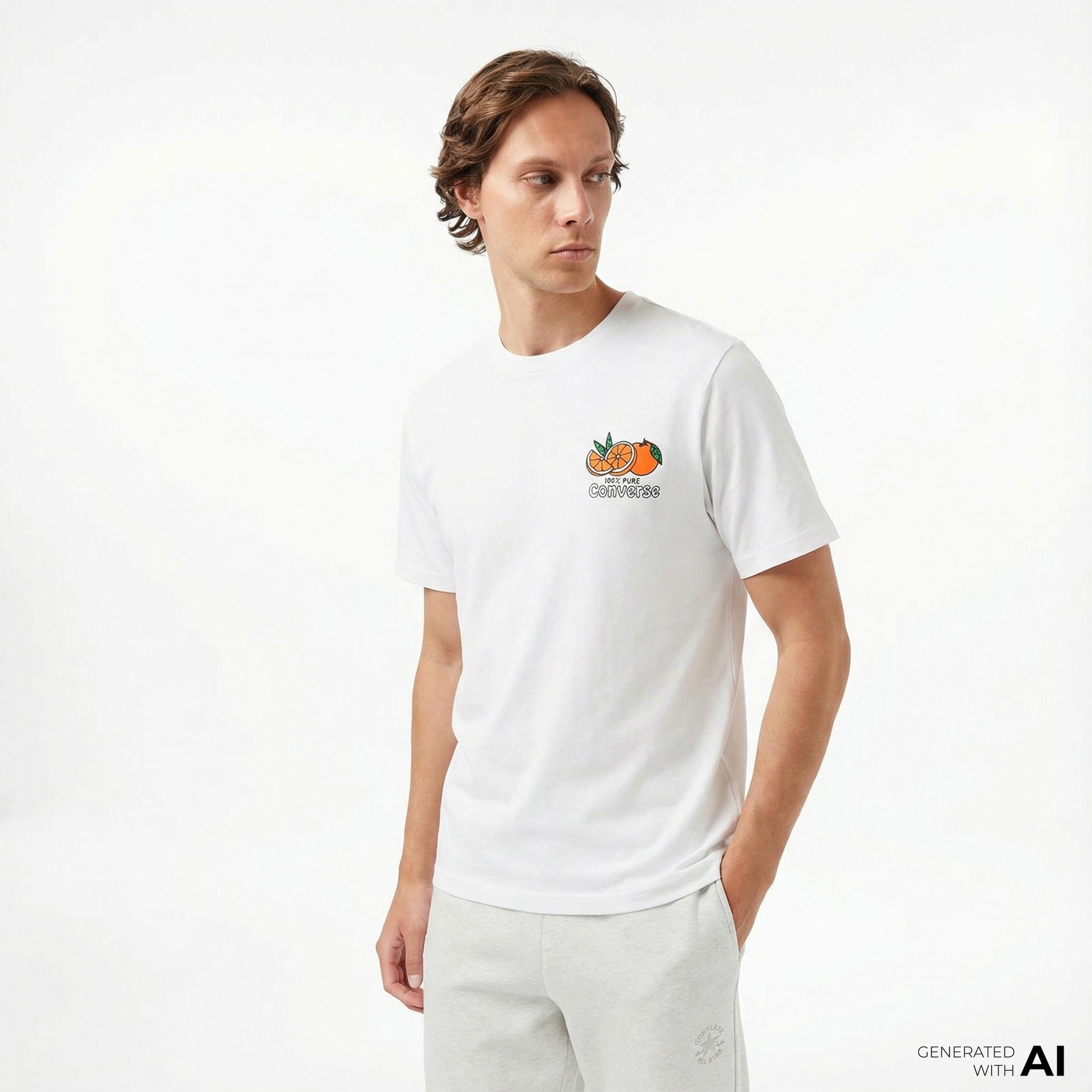 Converse Erkek Baskılı Beyaz T-Shirt