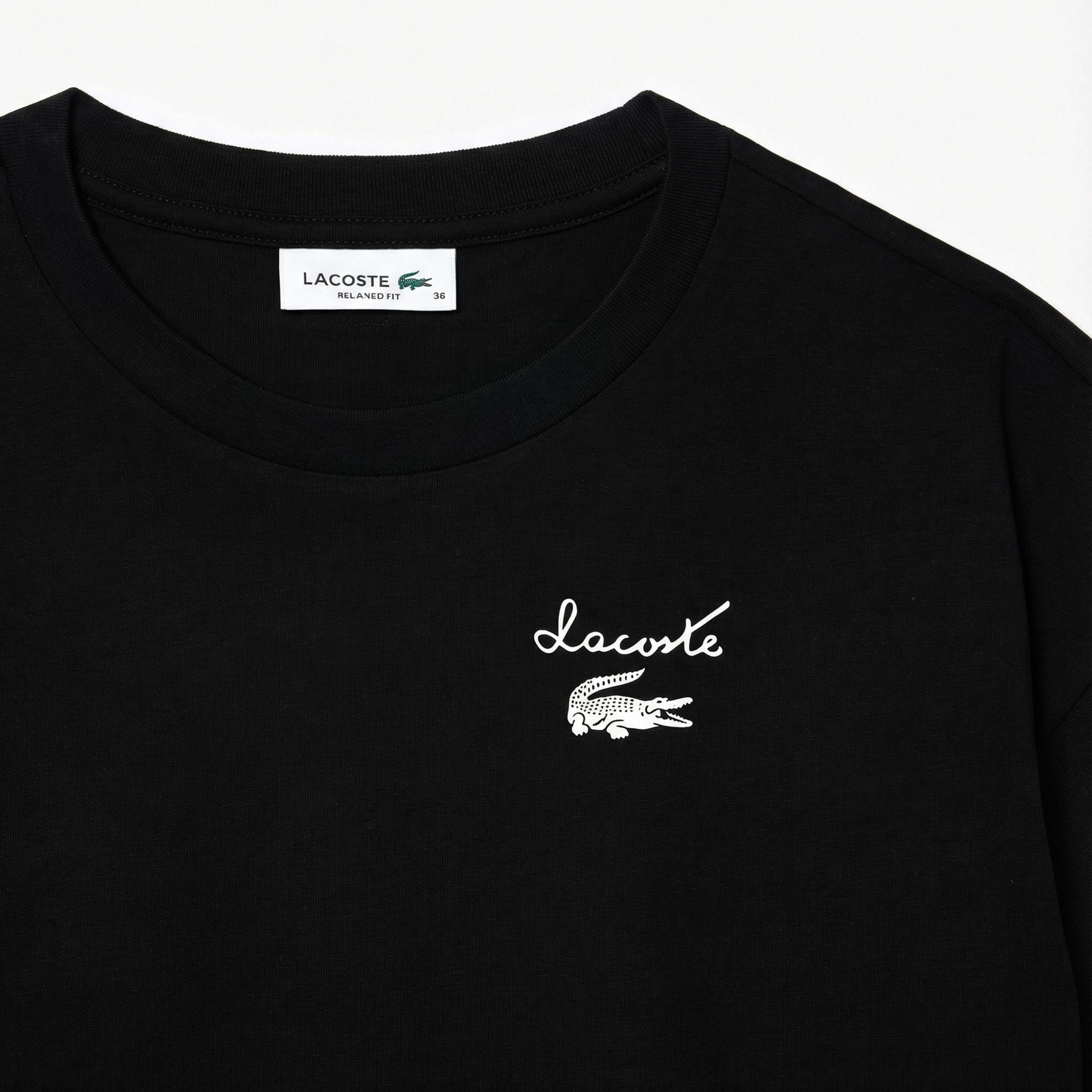 Lacoste Kadın Bisiklet Yaka Siyah T-Shirt