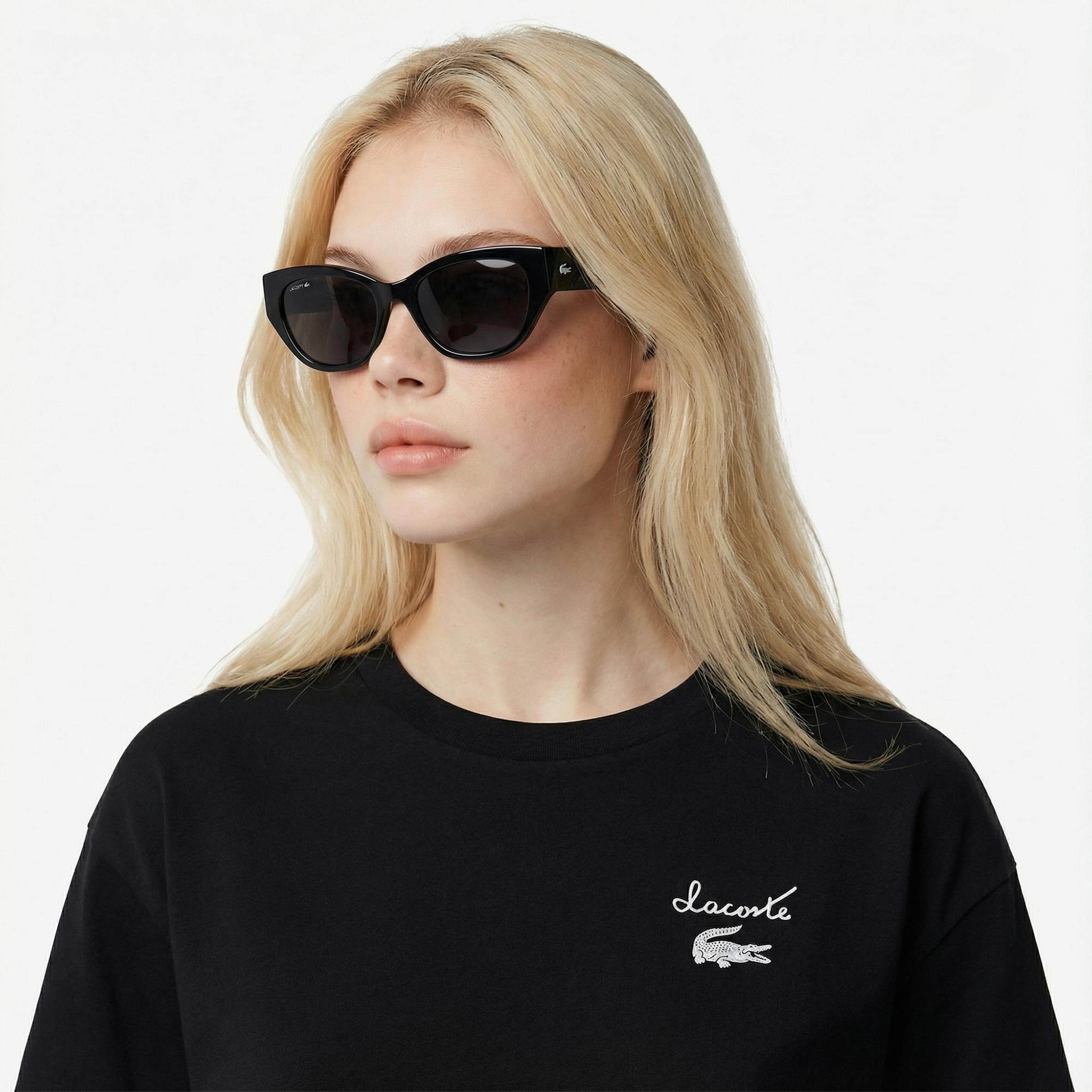 Lacoste Kadın Bisiklet Yaka Siyah T-Shirt