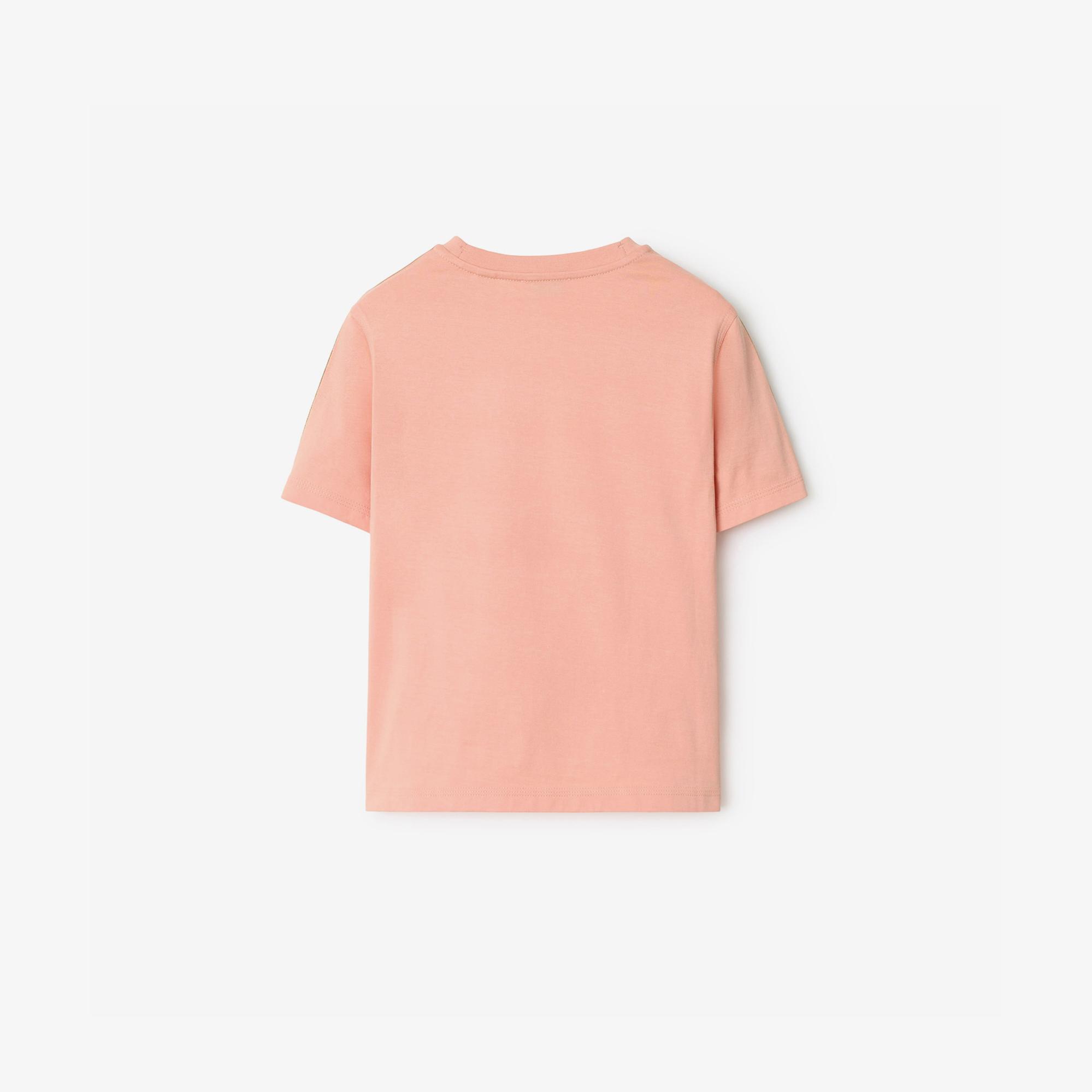 Burberry Cedar Tape Check Trim Cotton Çocuk Pembe T-Shirt