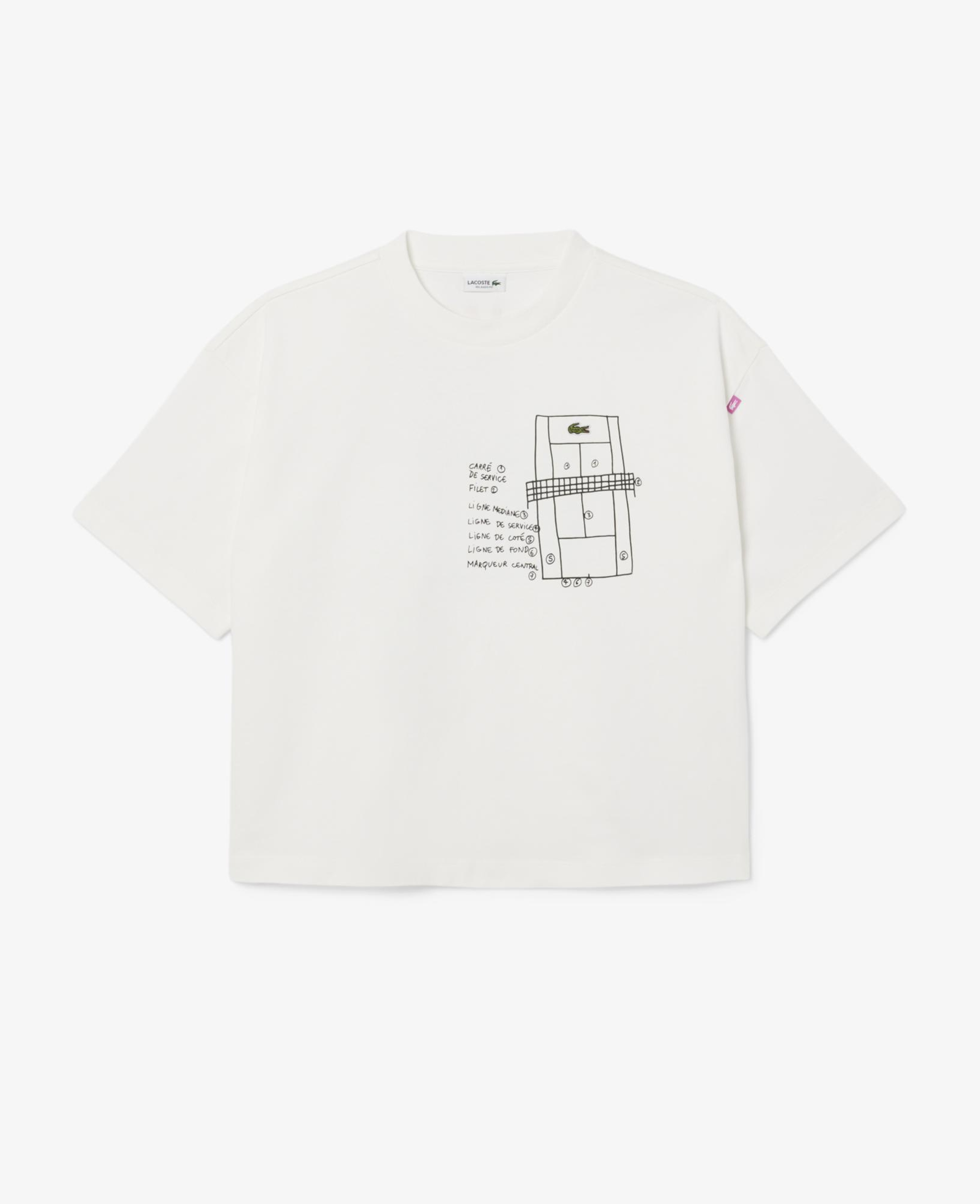 Lacoste Kız Çocuk Bisiklet Yaka Baskılı Beyaz T-Shirt