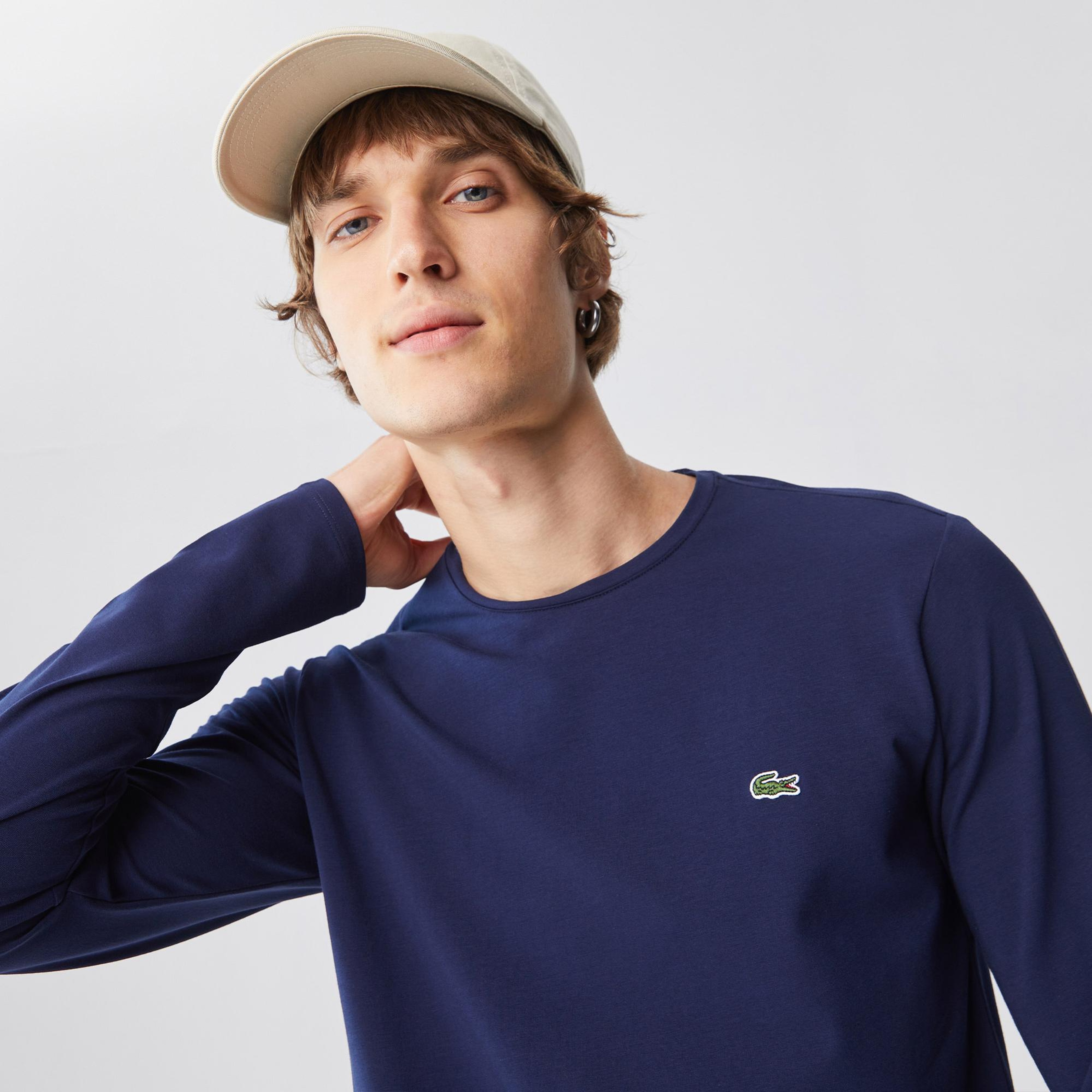 Lacoste Erkek Regular Fit Uzun Kollu Bisiklet Yaka Lacivert T-Shirt