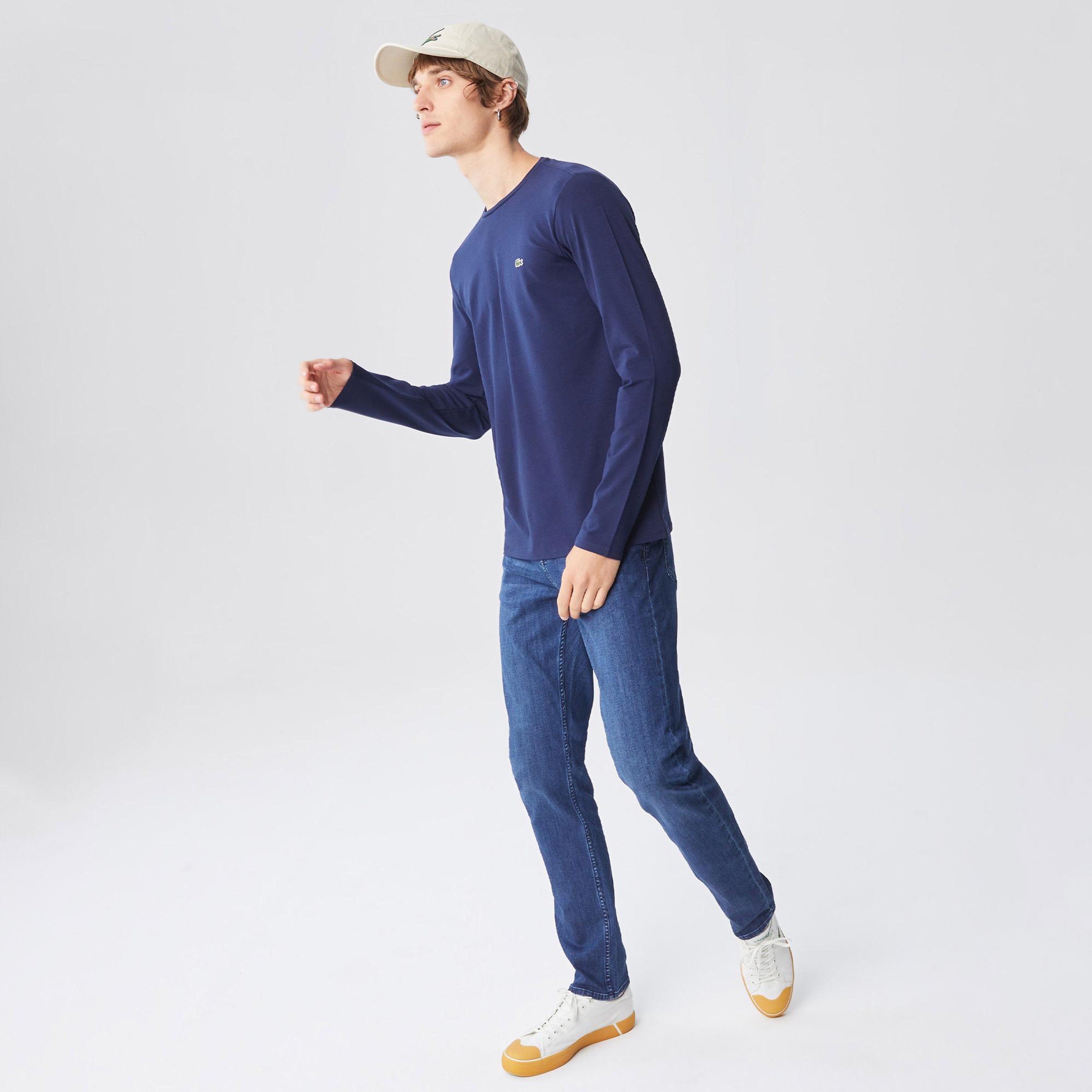 Lacoste Erkek Regular Fit Uzun Kollu Bisiklet Yaka Lacivert T-Shirt