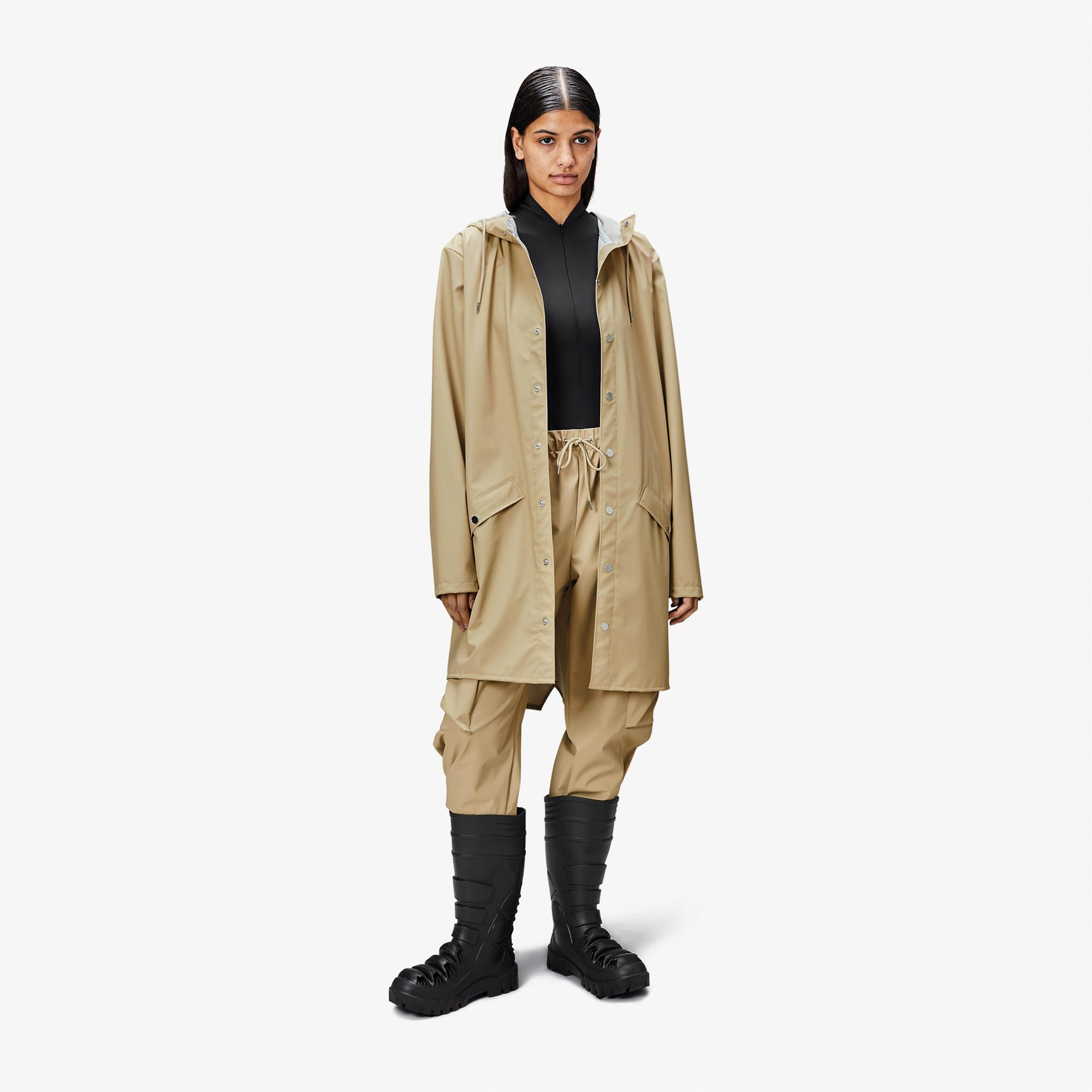 Rains Long Unisex Bej Yağmurluk