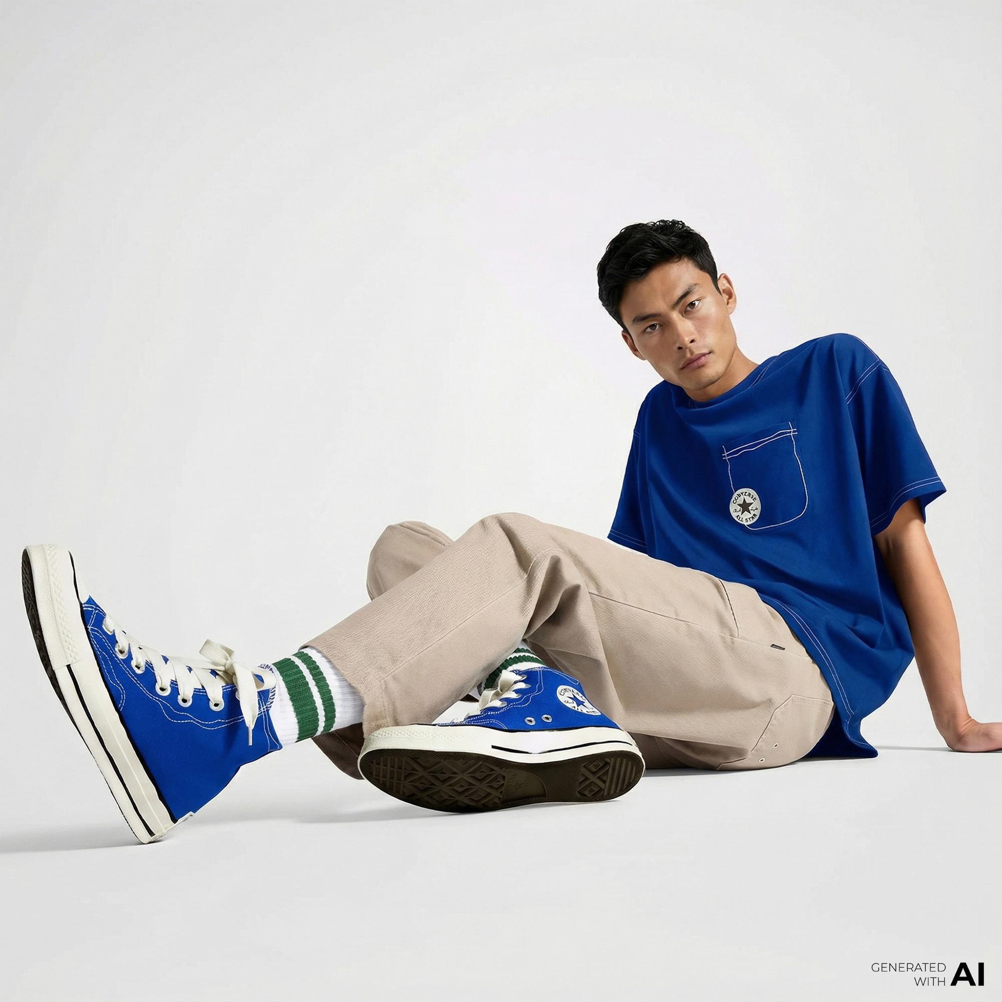 Converse Erkek Mavi T-Shirt