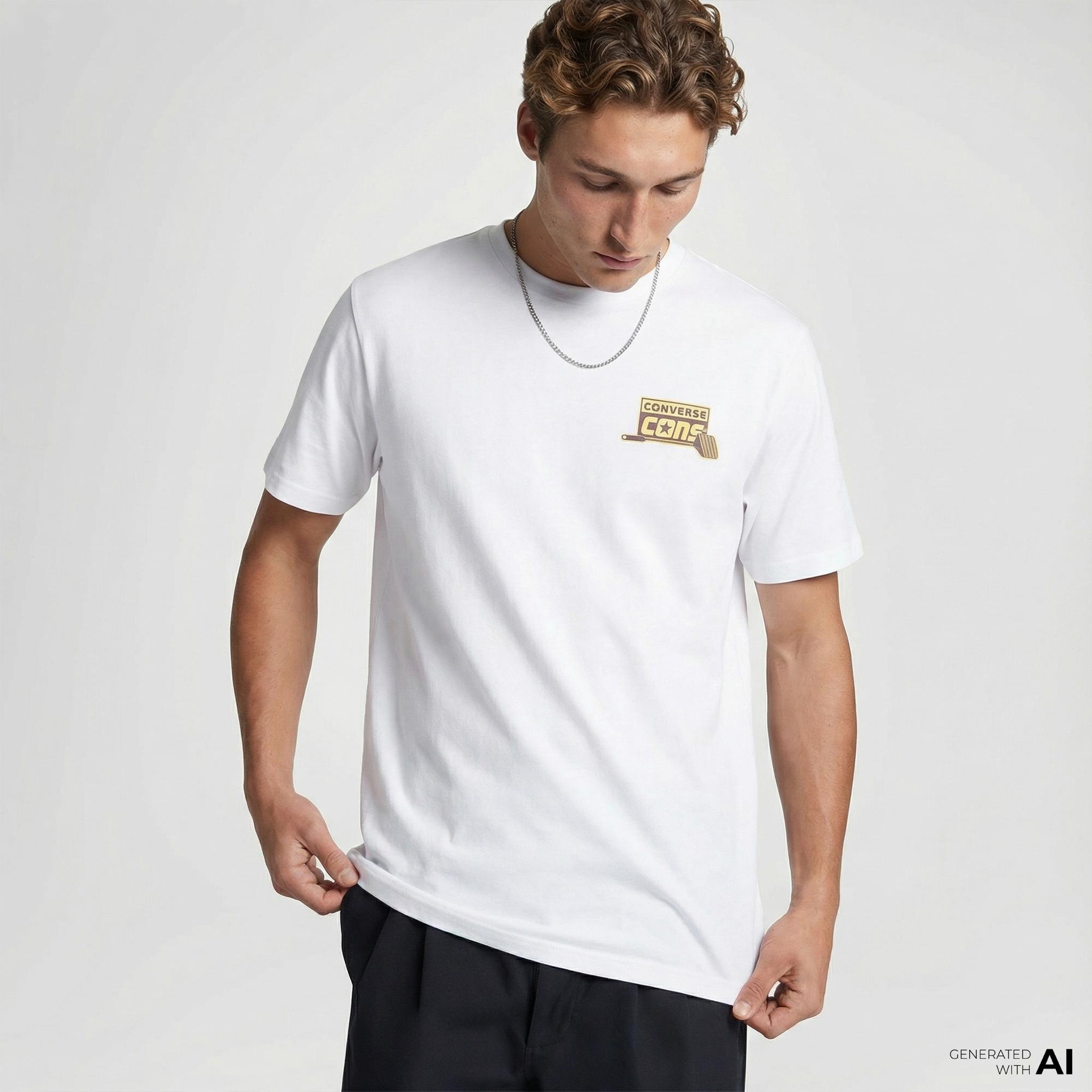 Converse Erkek Loose Fit Baskılı Beyaz T-Shirt