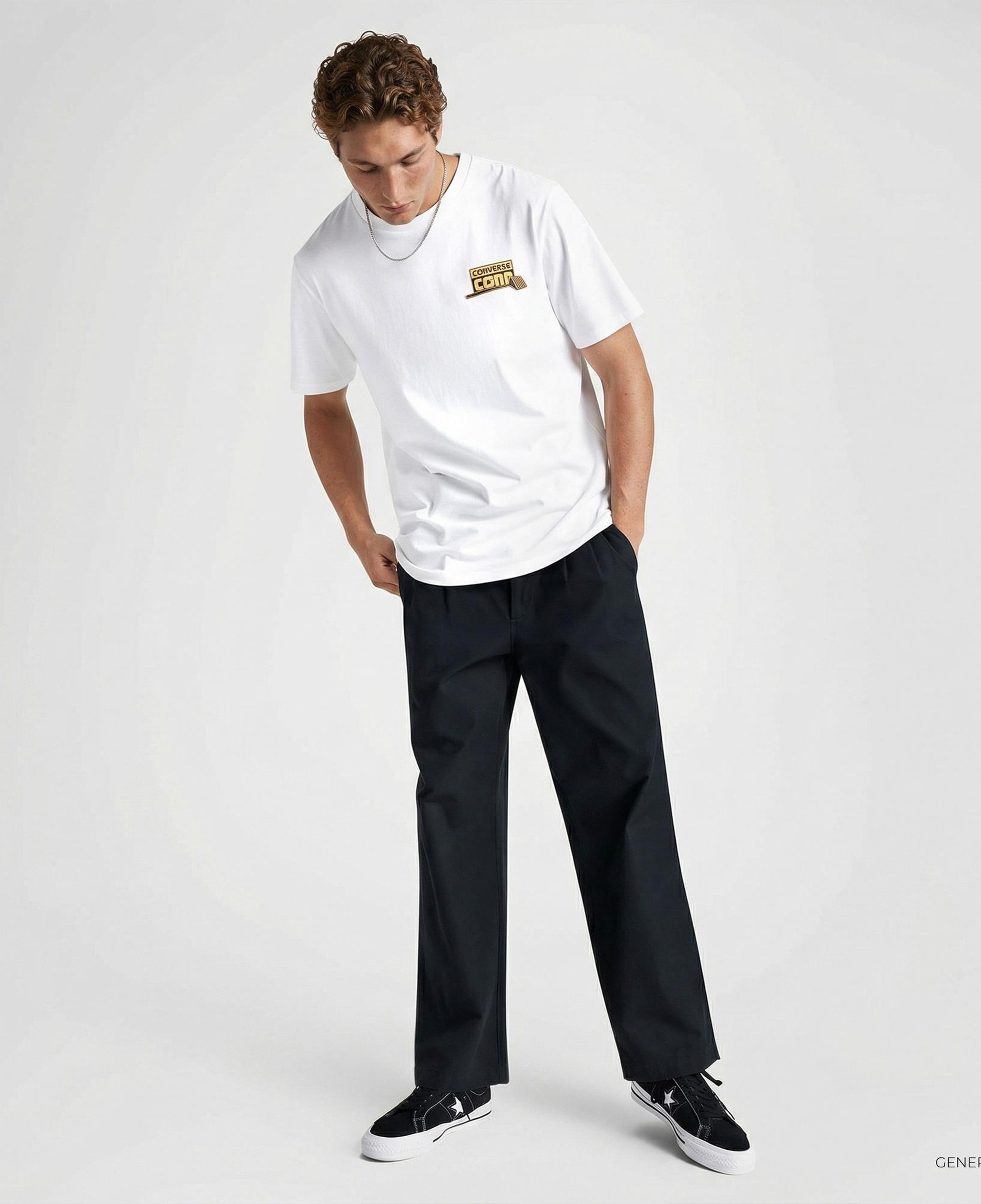 Converse Erkek Loose Fit Baskılı Beyaz T-Shirt