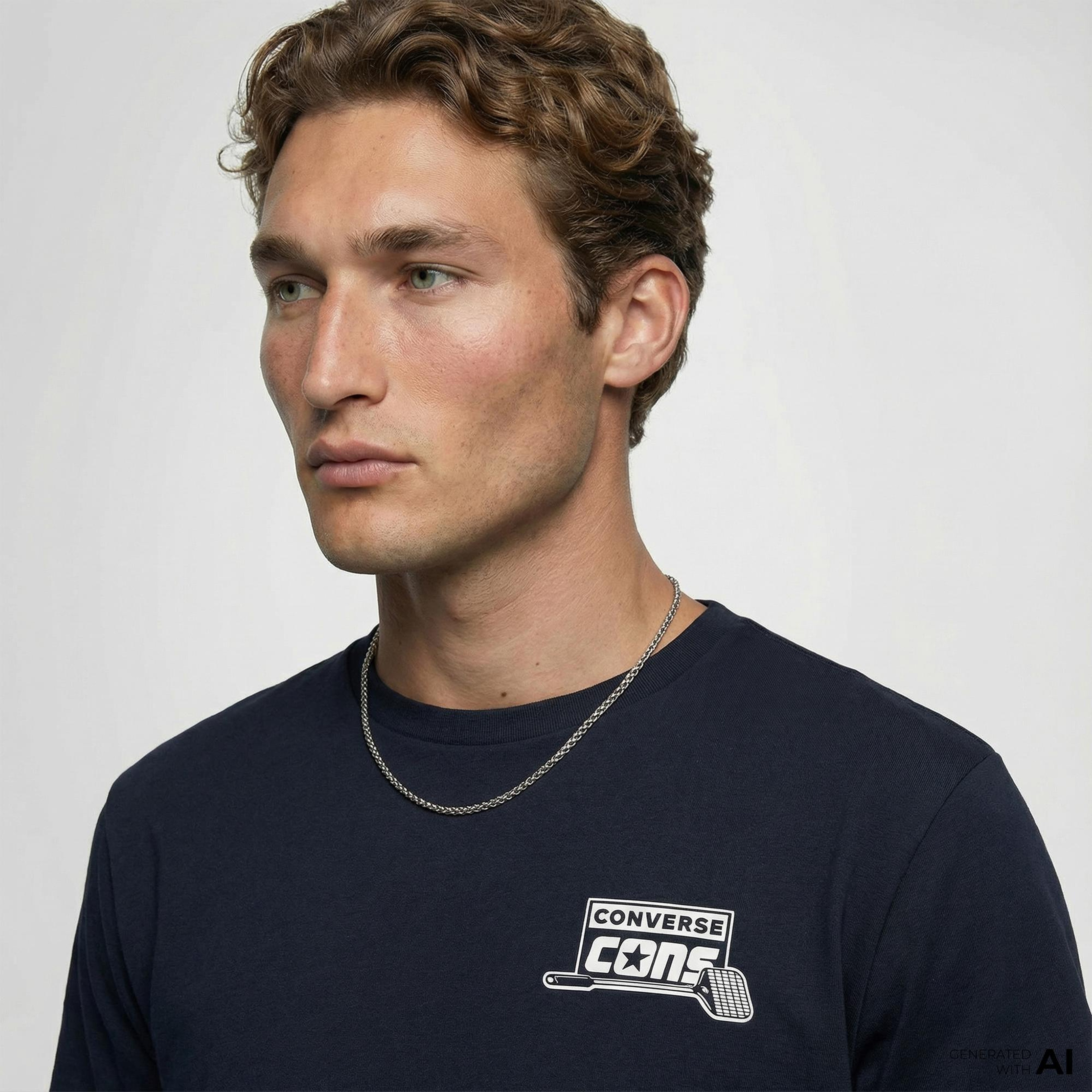 Converse Erkek Loose Fit Baskılı Siyah T-Shirt