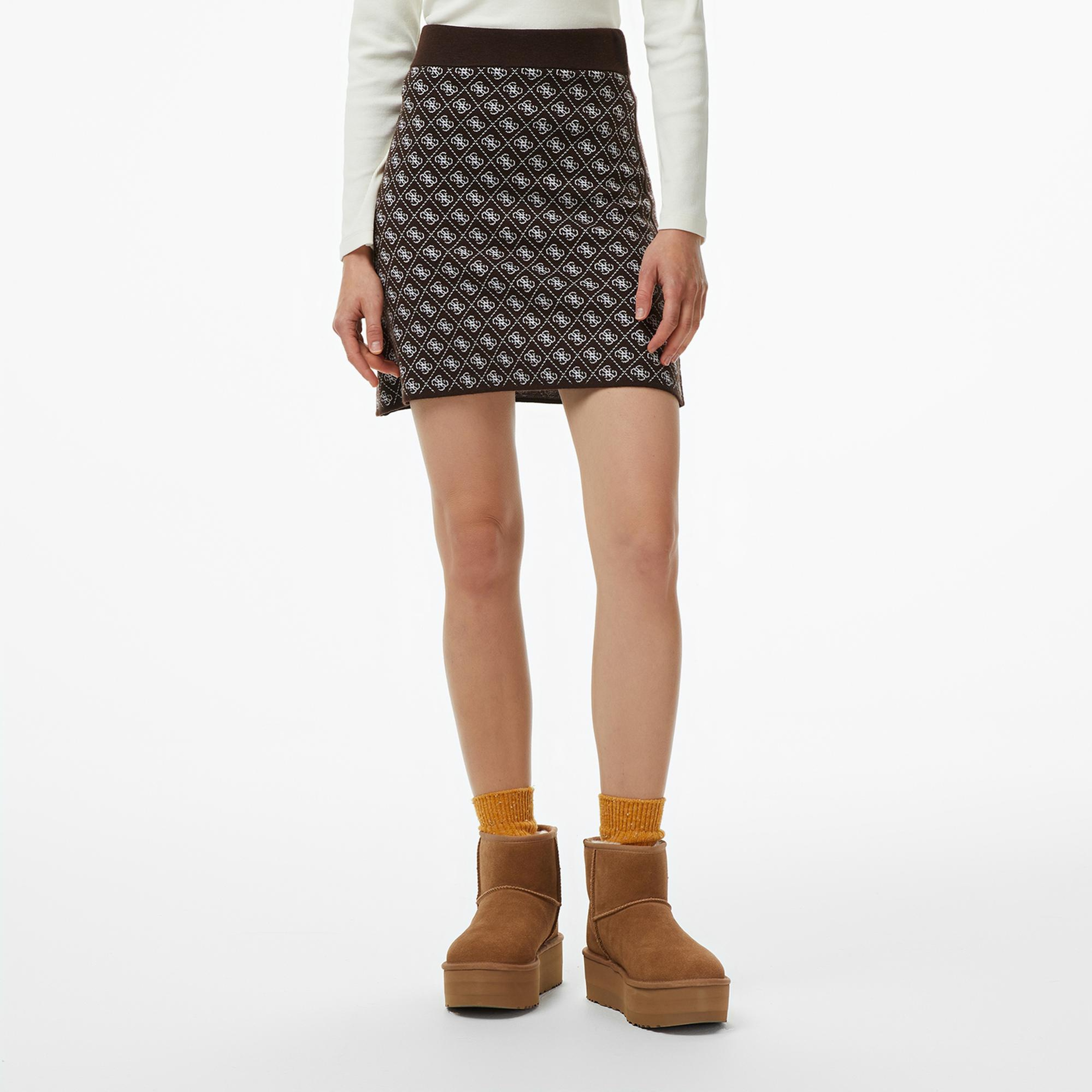 Guess Aubrey A Kesim Yün Karışımlı Kadın Kahverengi Etek