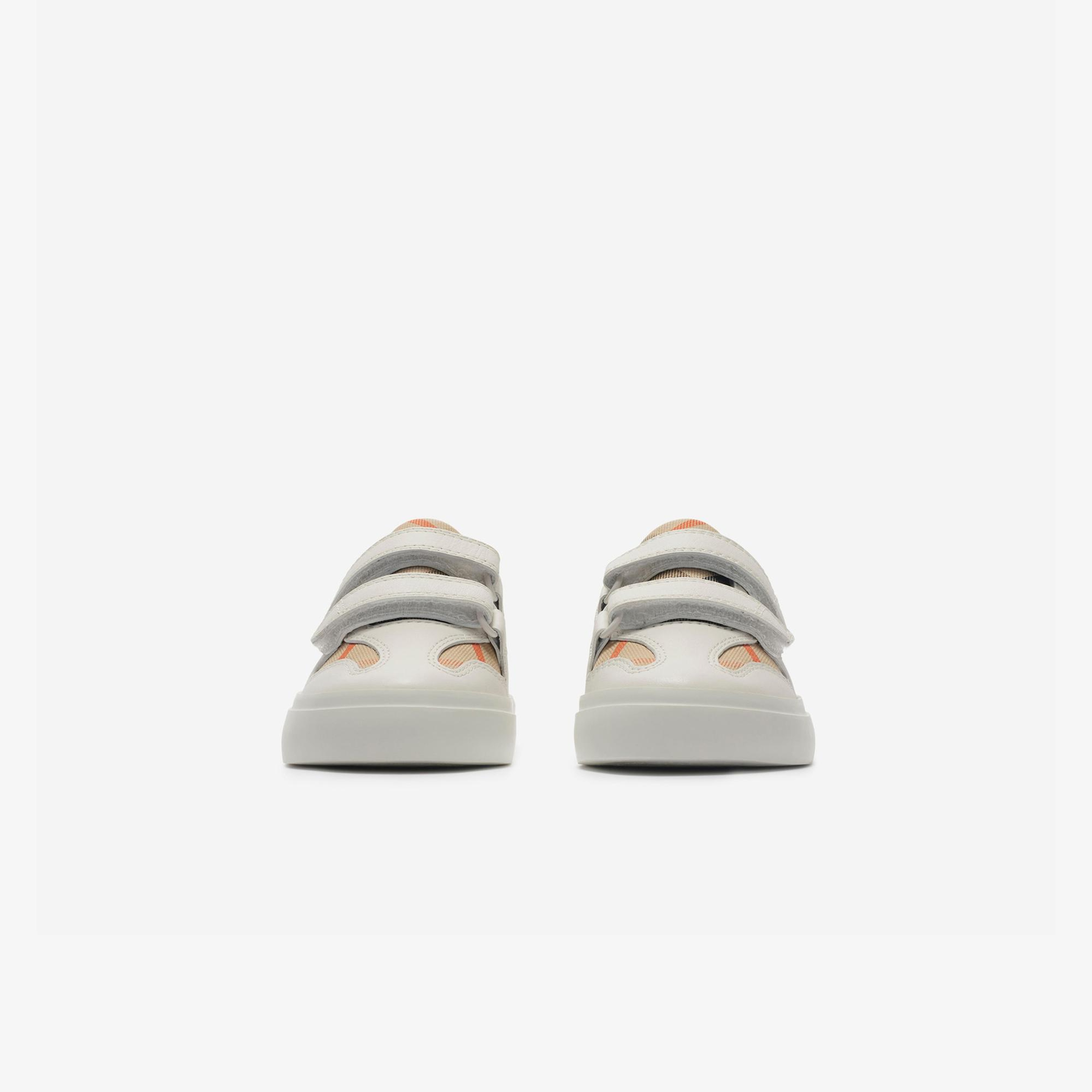 Burberry Check Pamuk ve Deri Çocuk Beyaz Sneaker