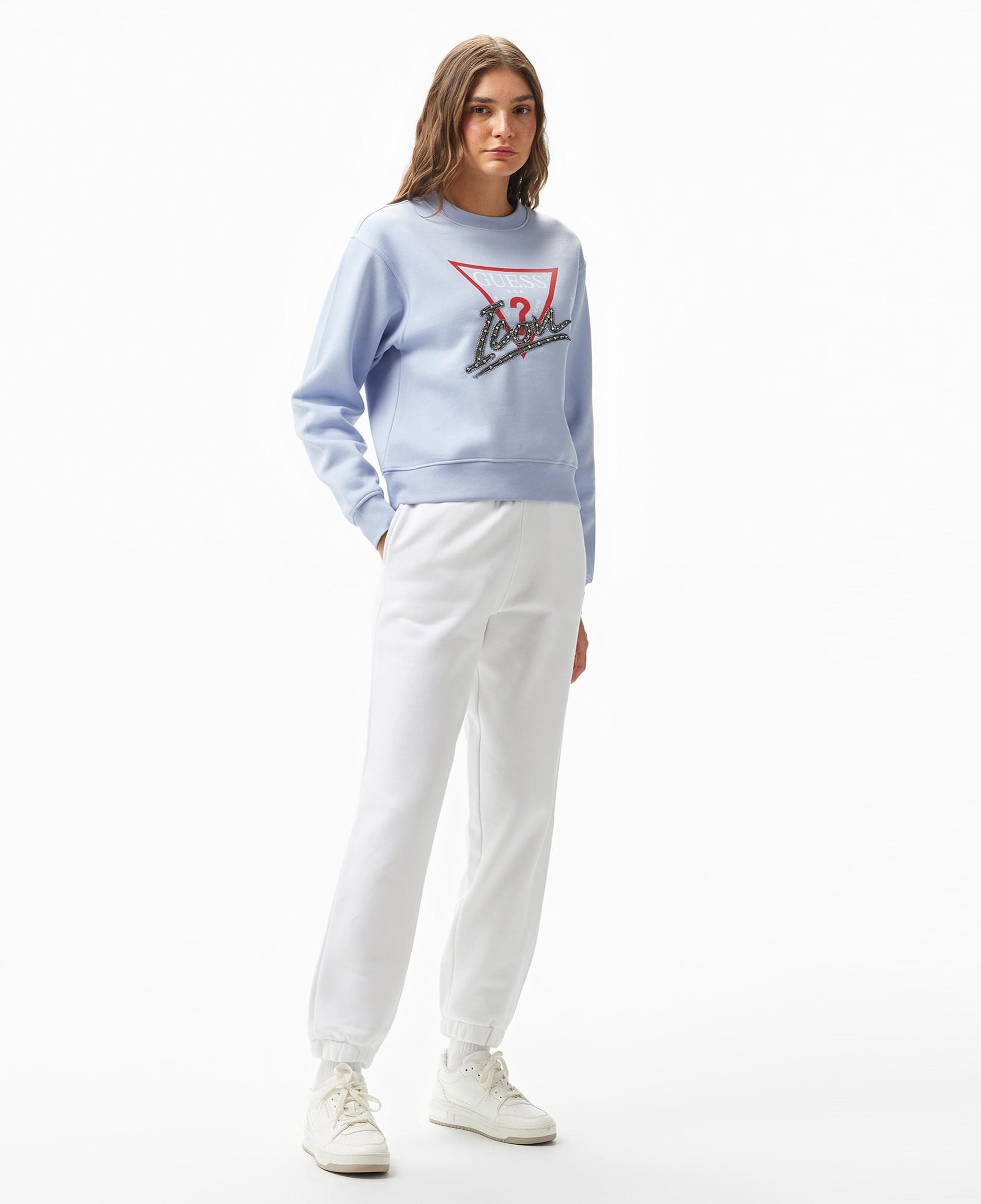 Guess Triangle Label Jo Organic Soft Fleece 350 Kadın Beyaz Eşofman Altı