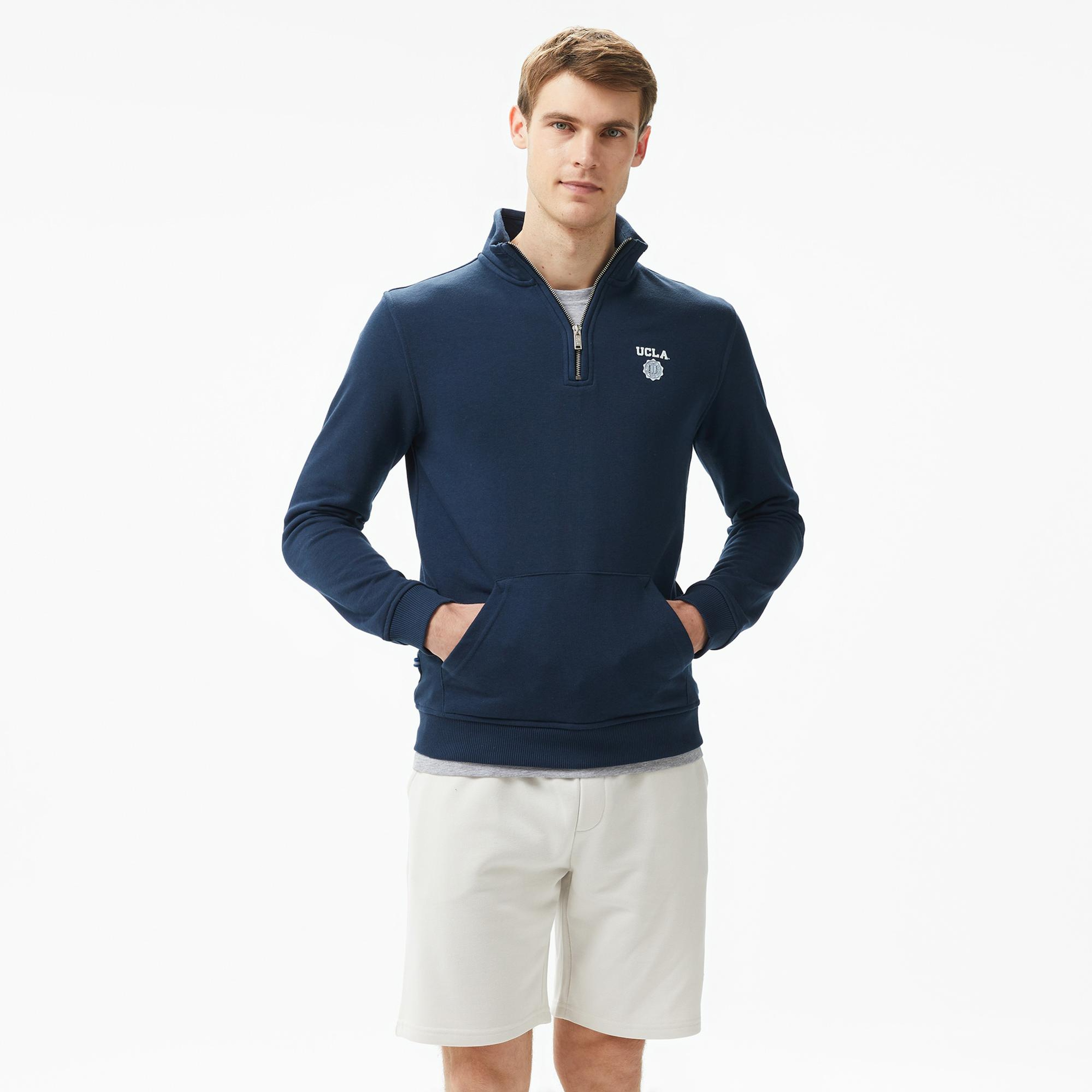 Ucla Leon Nakışlı Erkek Lacivert Half-Zip Sweatshirt