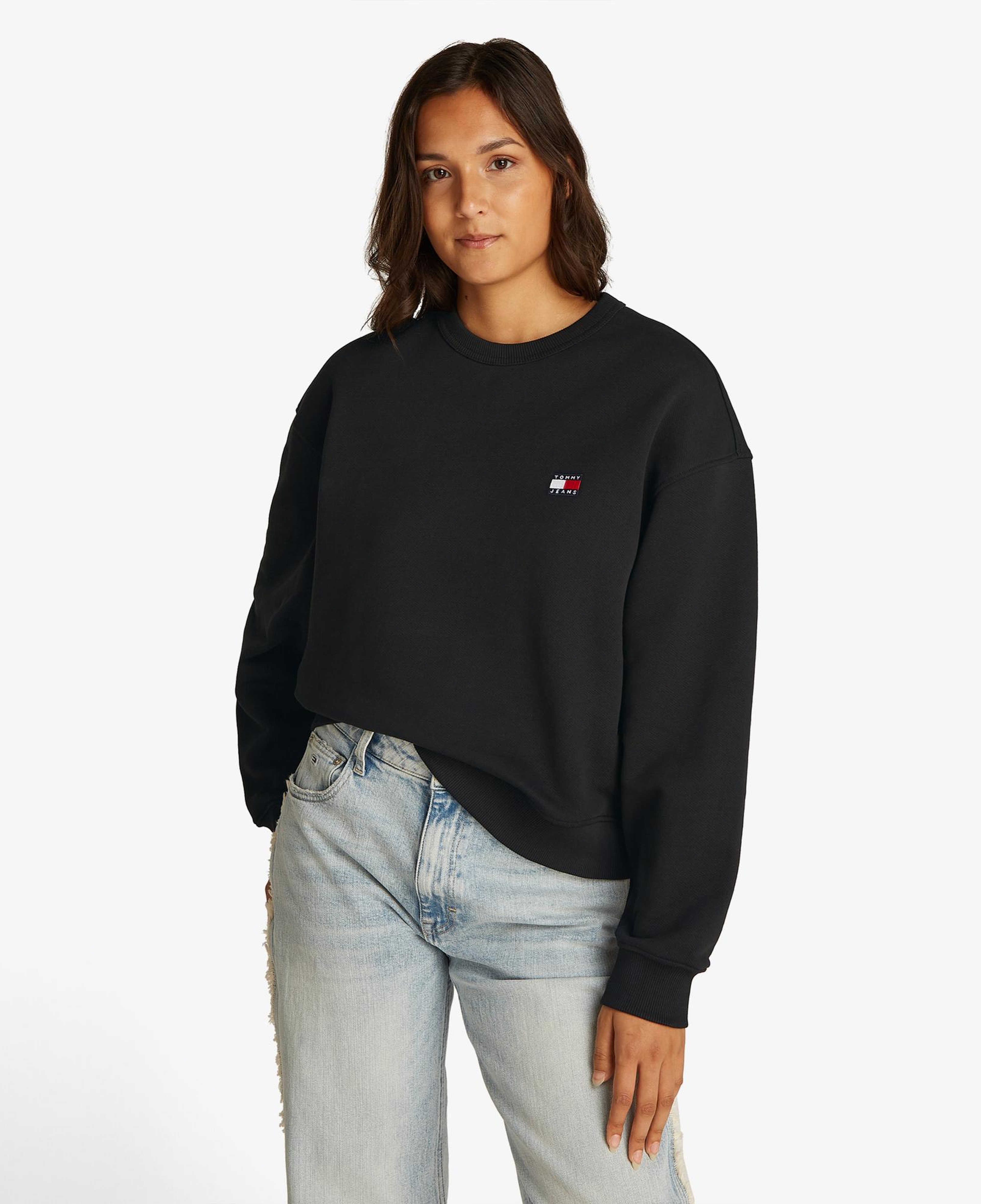 Tommy Jeans Bxy Badge Crew Kadın Siyah Sweatshirt