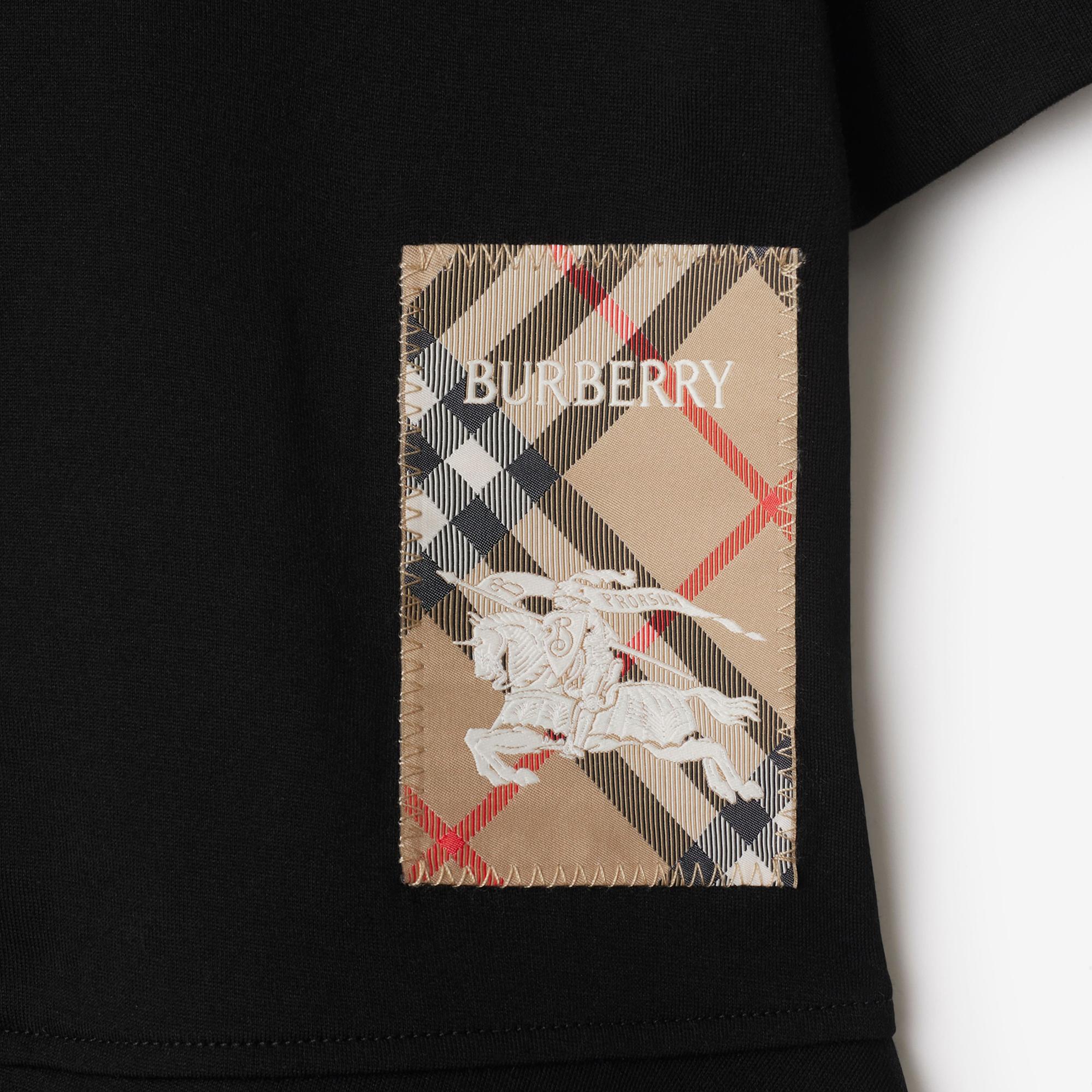 Burberry Riley Label Cotton Çocuk Siyah Elbise