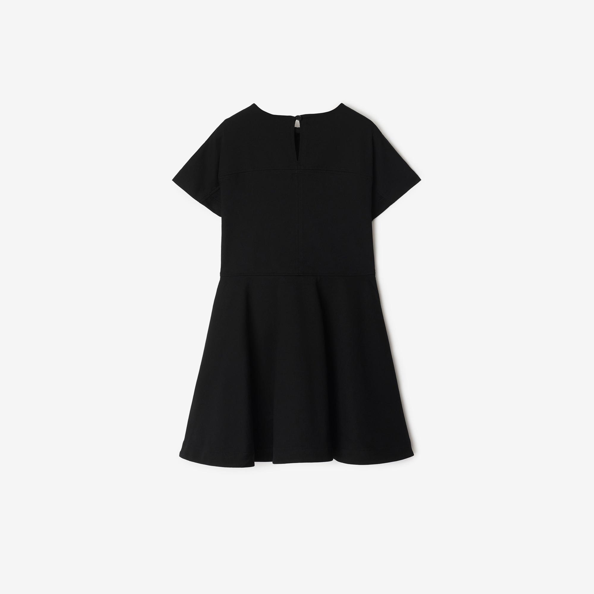 Burberry Riley Label Cotton Çocuk Siyah Elbise