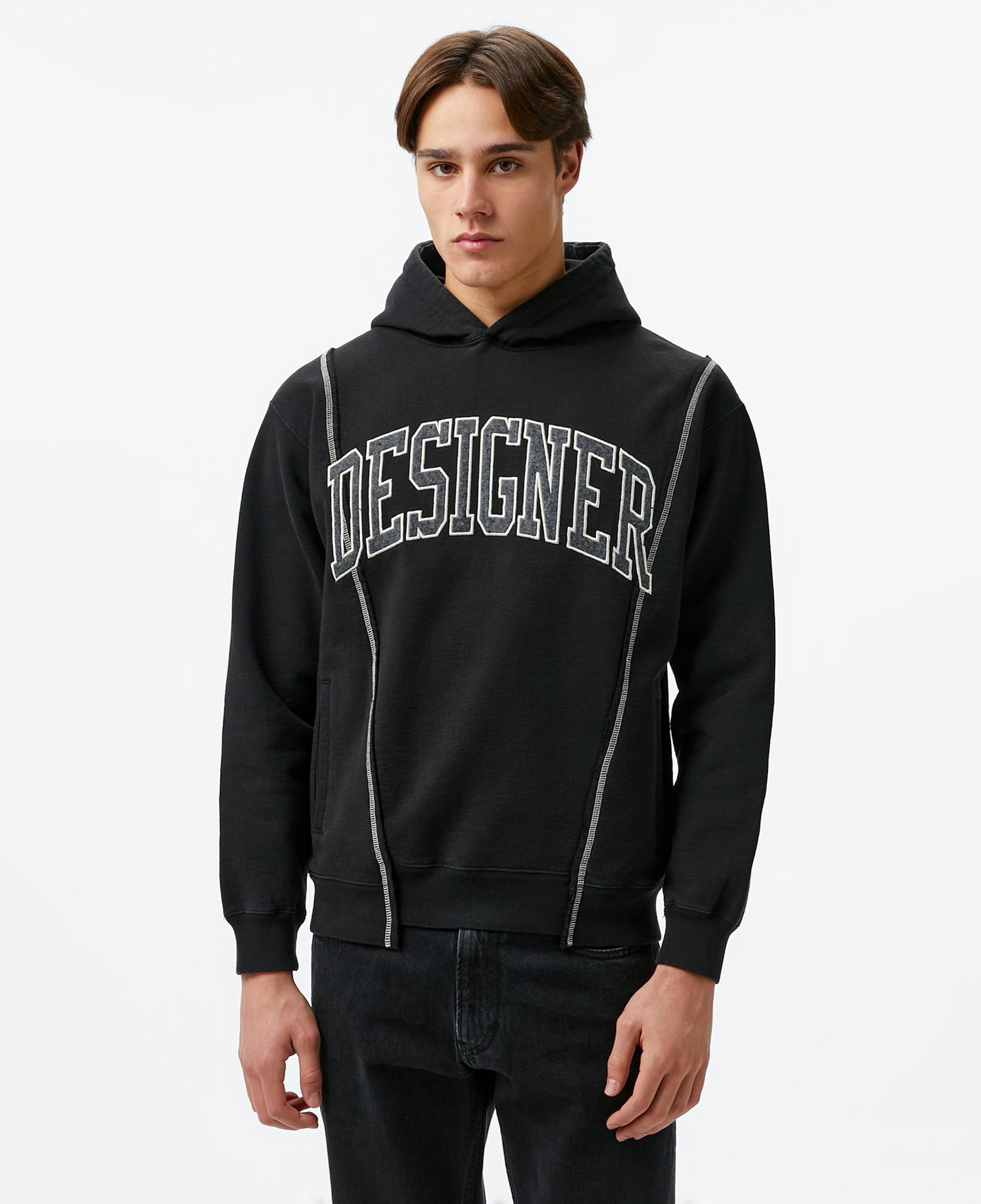 Market Designer Split Erkek Siyah Sweatshirt