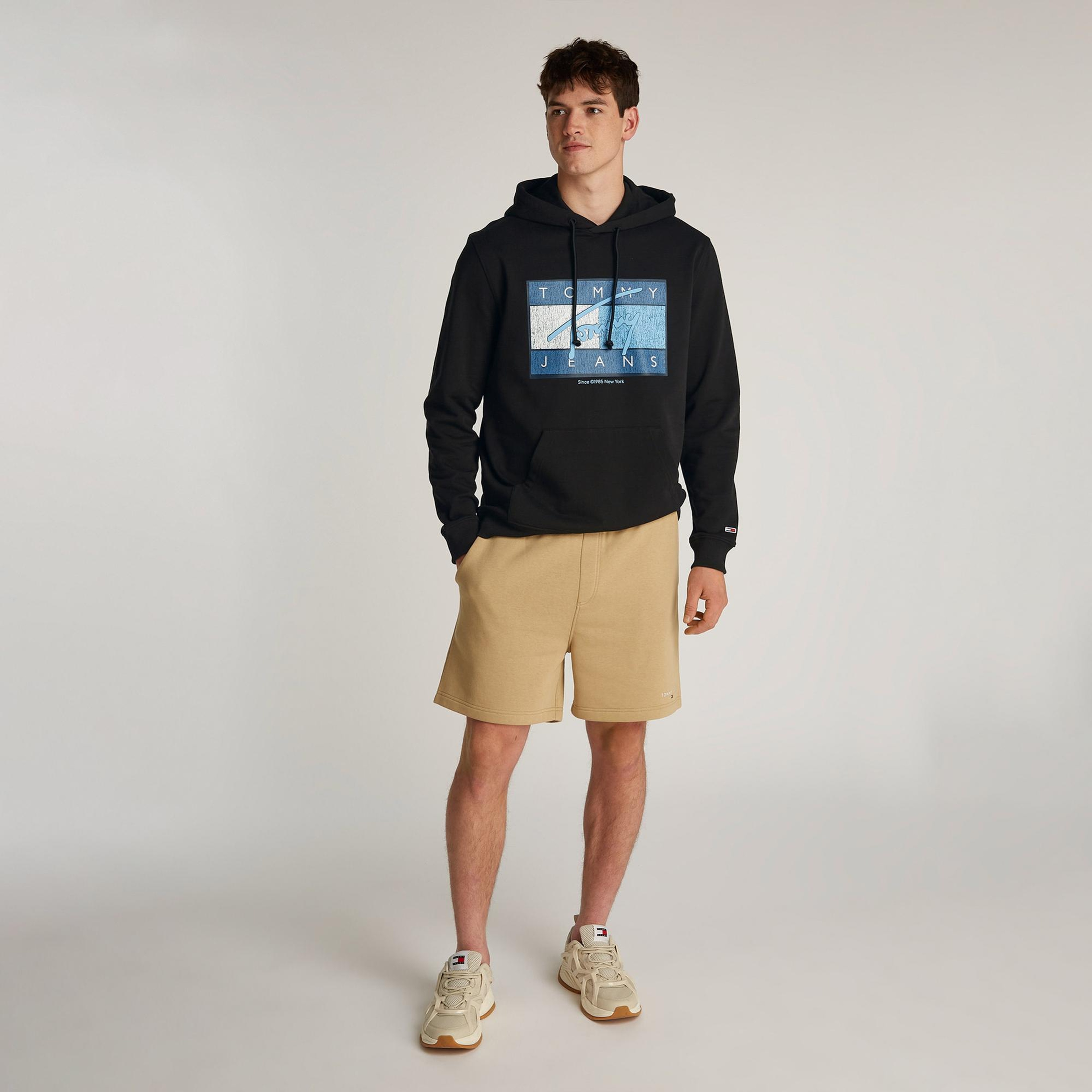 Tommy Jeans Reg Dna Flag Twist Hood Ext Erkek Siyah Sweatshirt