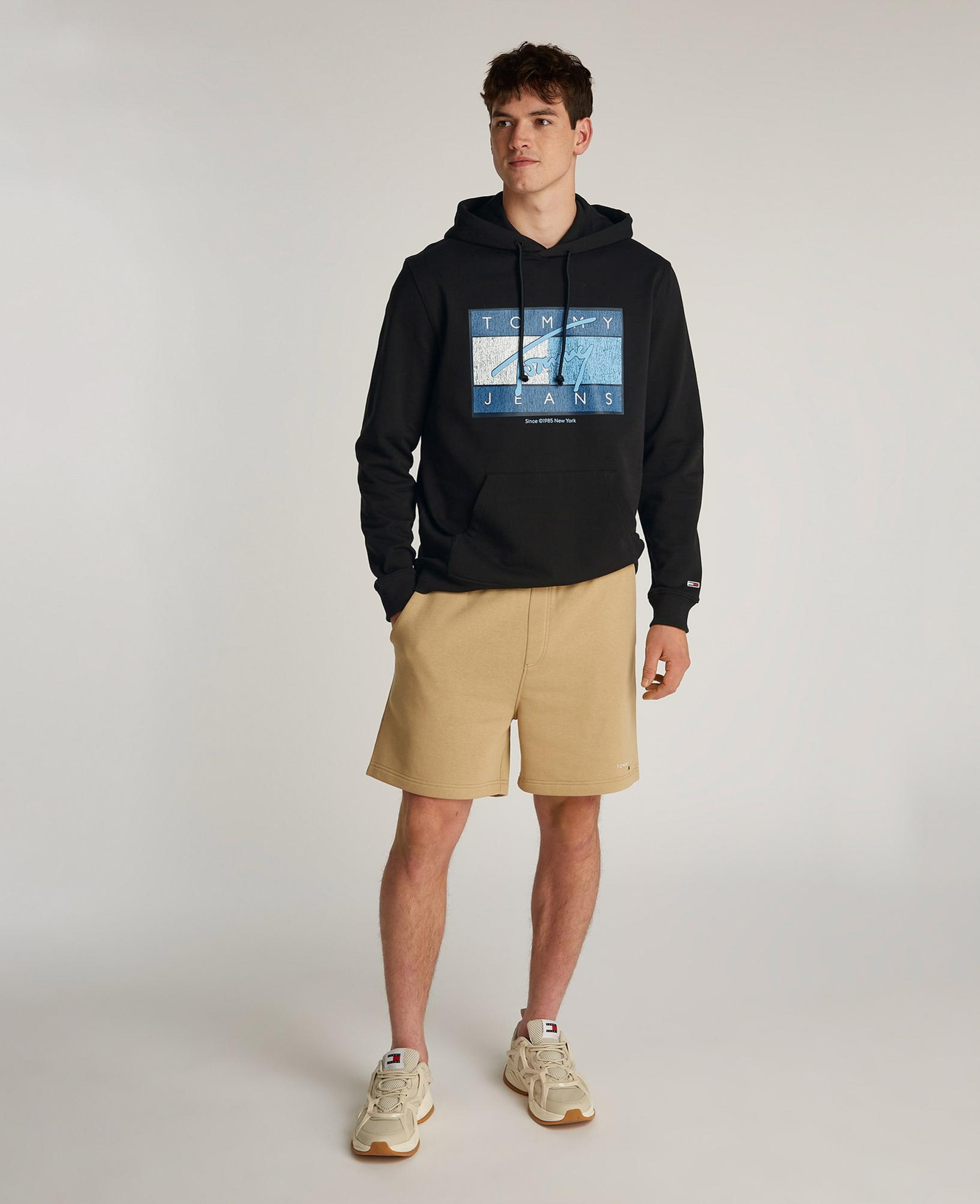 Tommy Jeans Reg Dna Flag Twist Hood Ext Erkek Siyah Sweatshirt