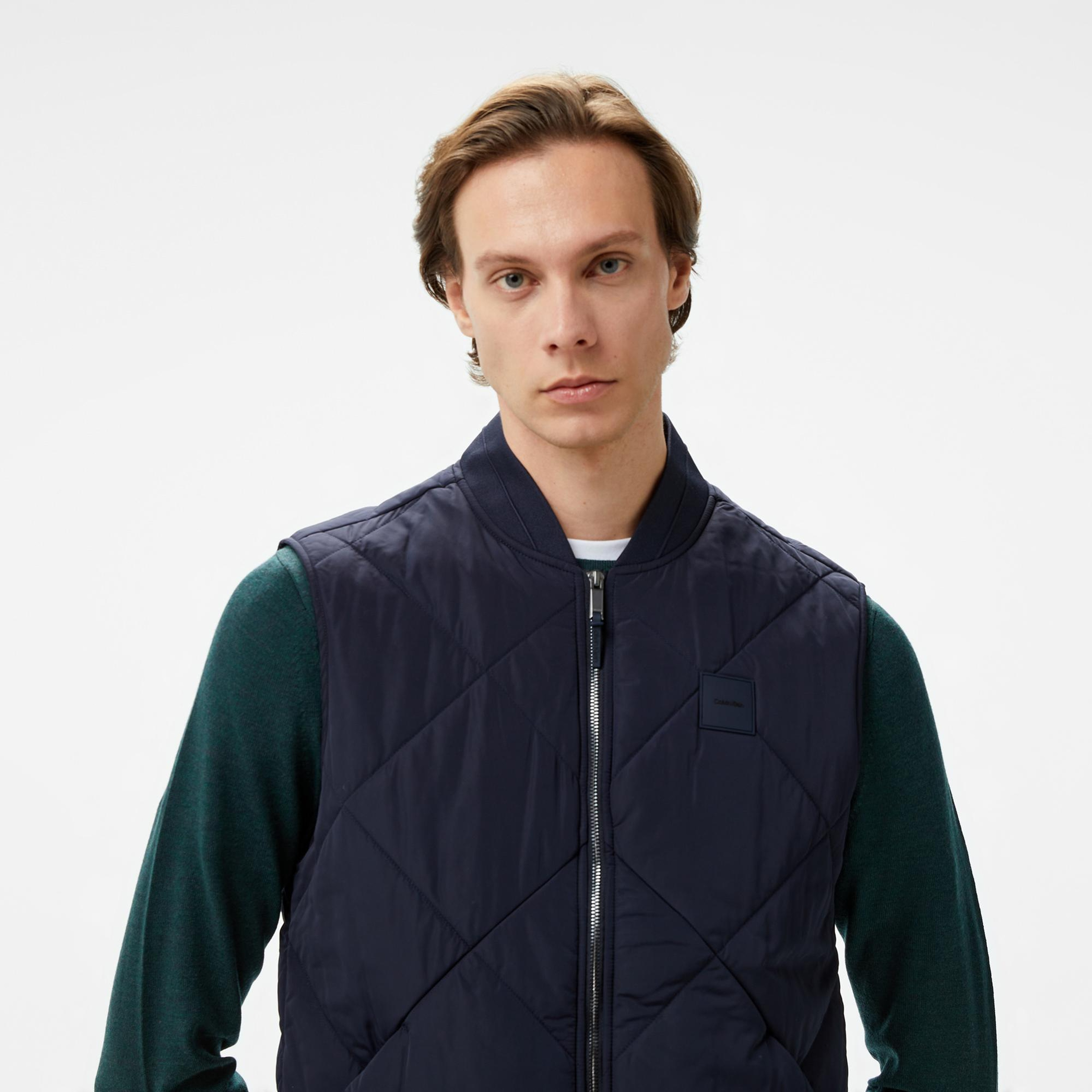 Calvin Klein Diamond Quilt Vest Erkek Lacivert Yelek