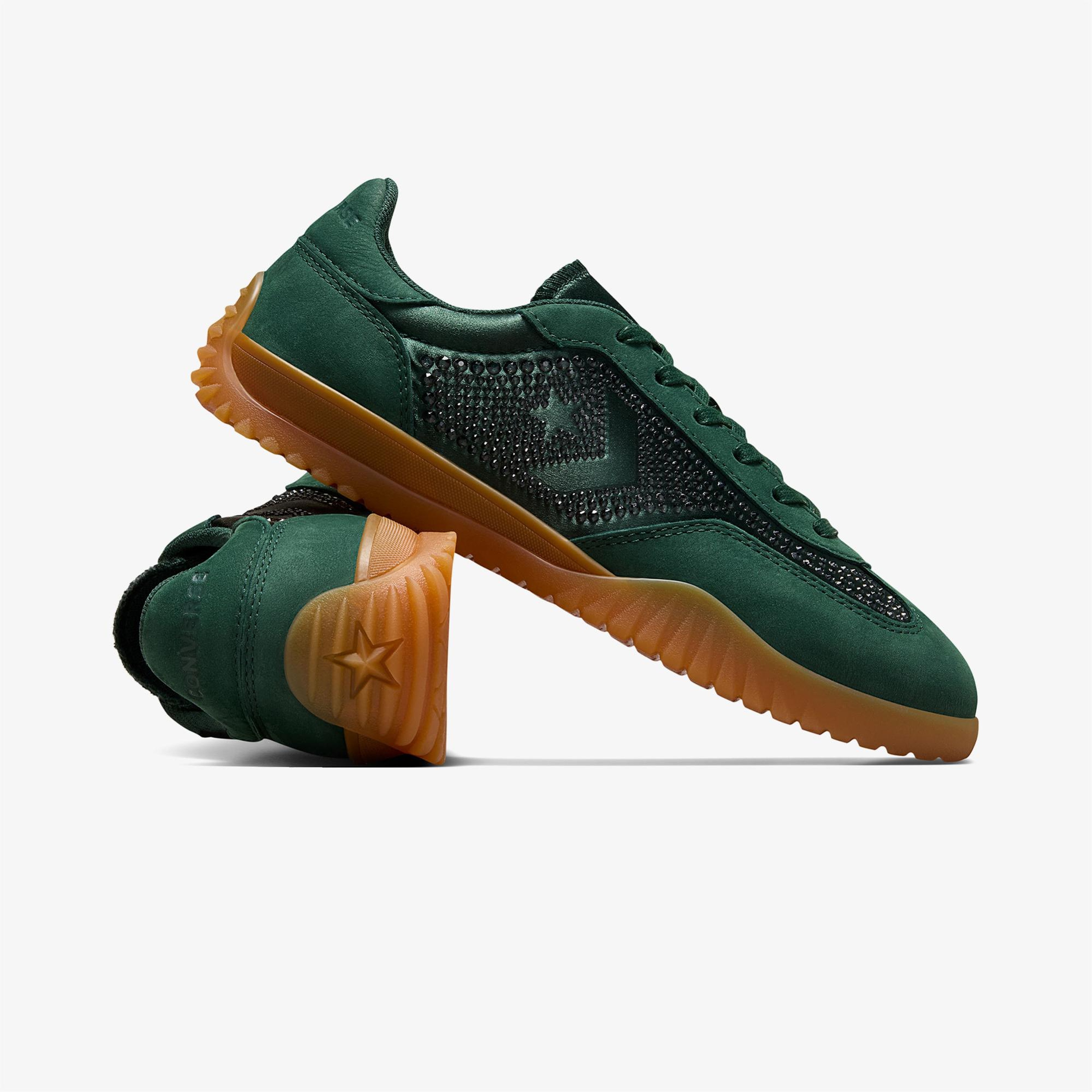 Converse x Swarovski Run Star Trainer Unisex Yeşil Deri Sneaker