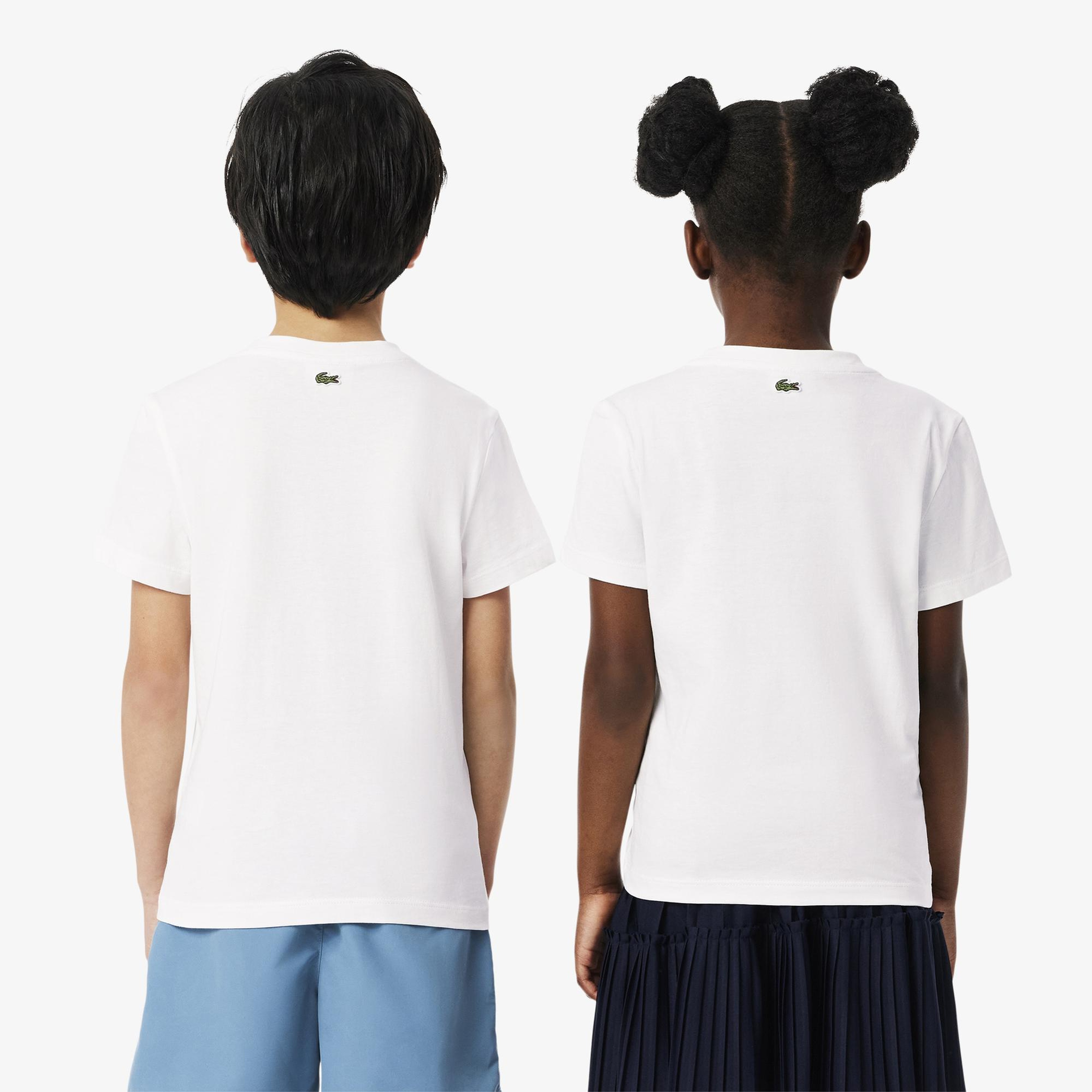 Lacoste Çocuk Bisiklet Yaka Baskılı Beyaz T-Shirt