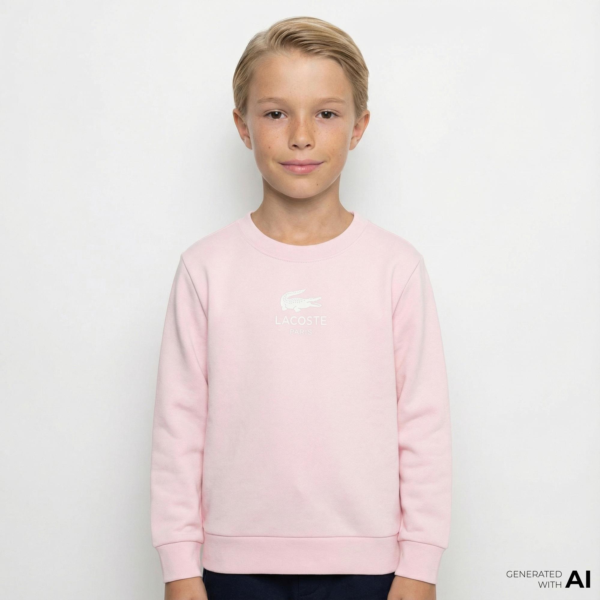 Lacoste Çocuk Bisiklet Yaka Açık Pembe Sweatshirt