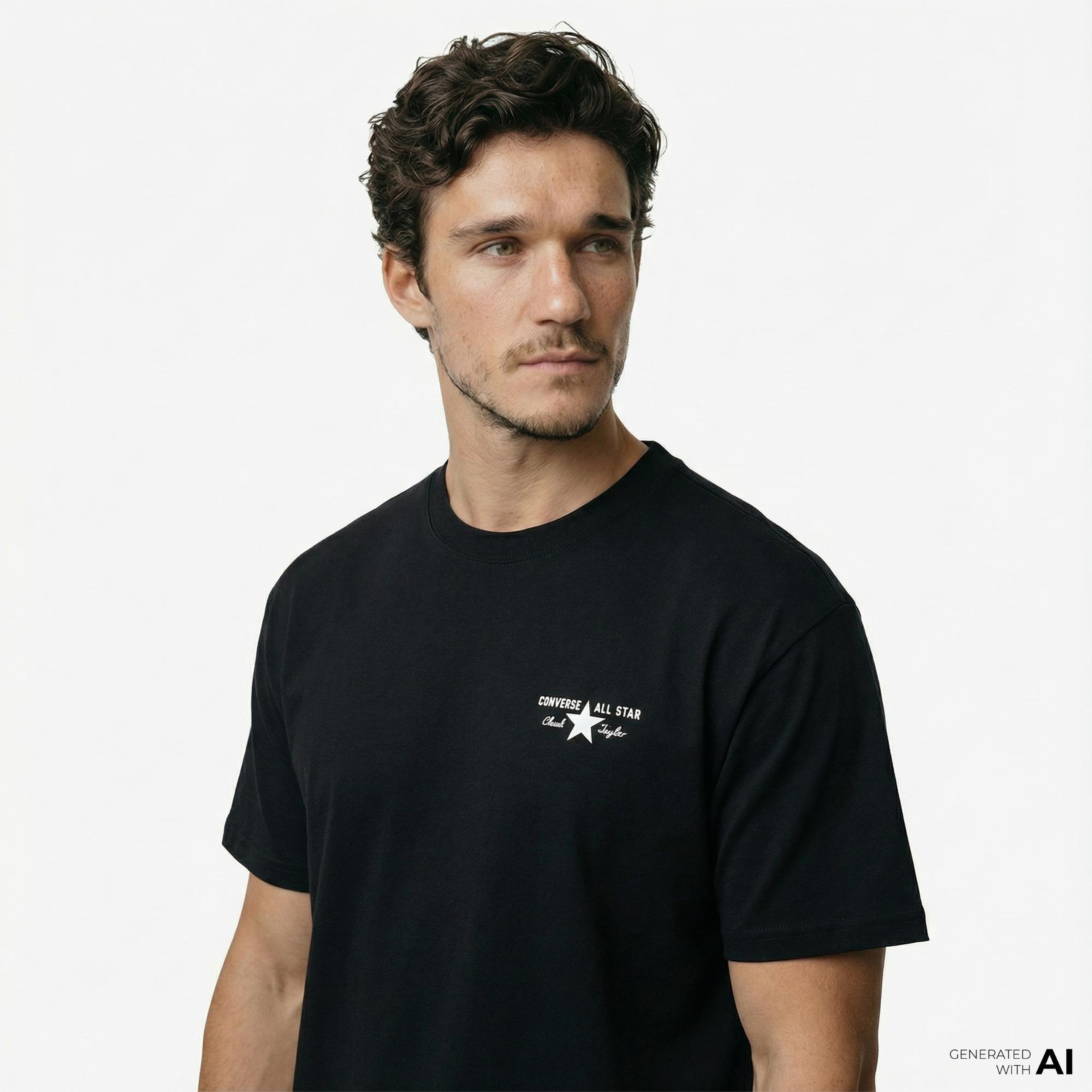 Converse Erkek Grafik Baskılı Siyah T-Shirt