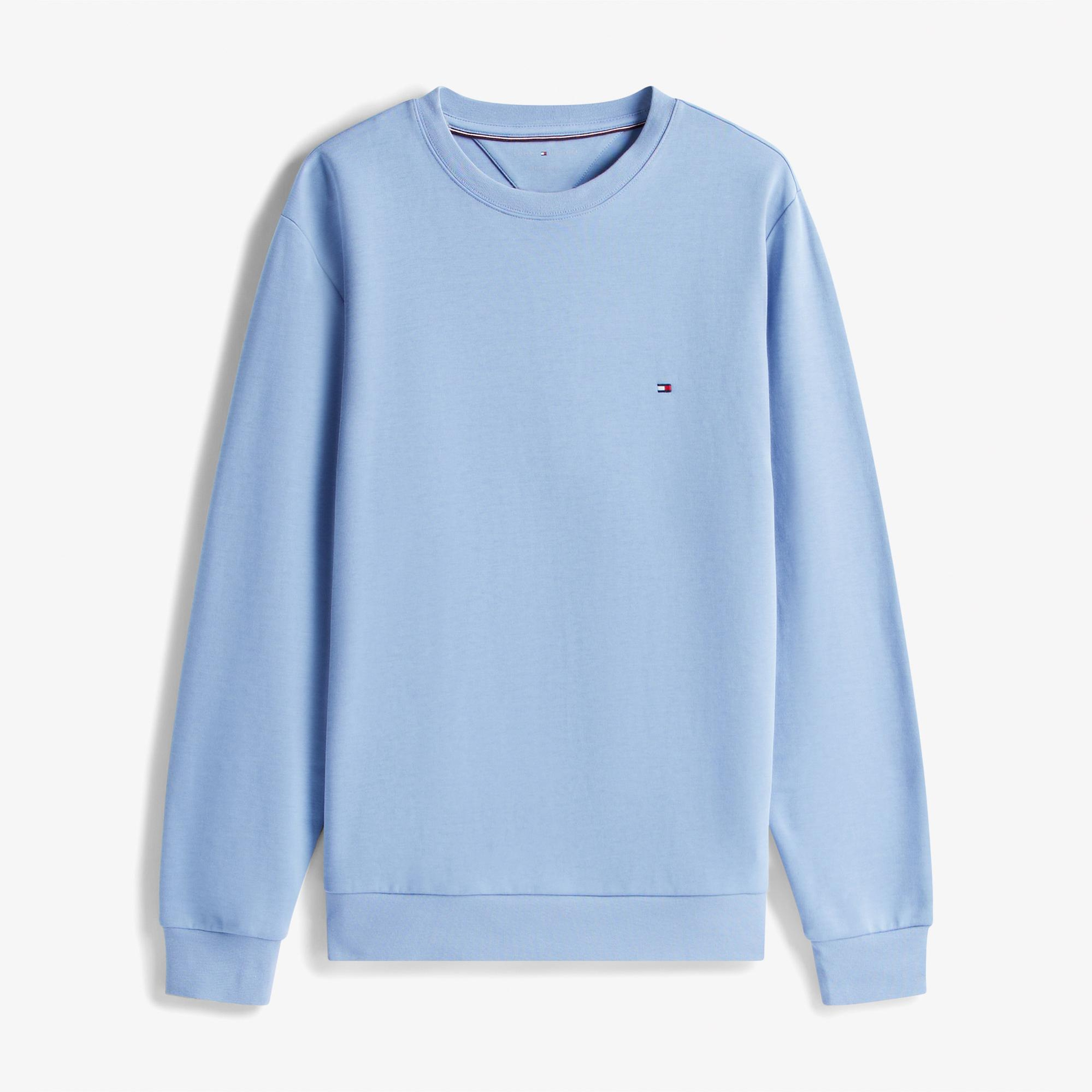 Tommy Hilfiger Essential Intechno Yuvarlak Yaka Erkek Mavi Sweatshirt