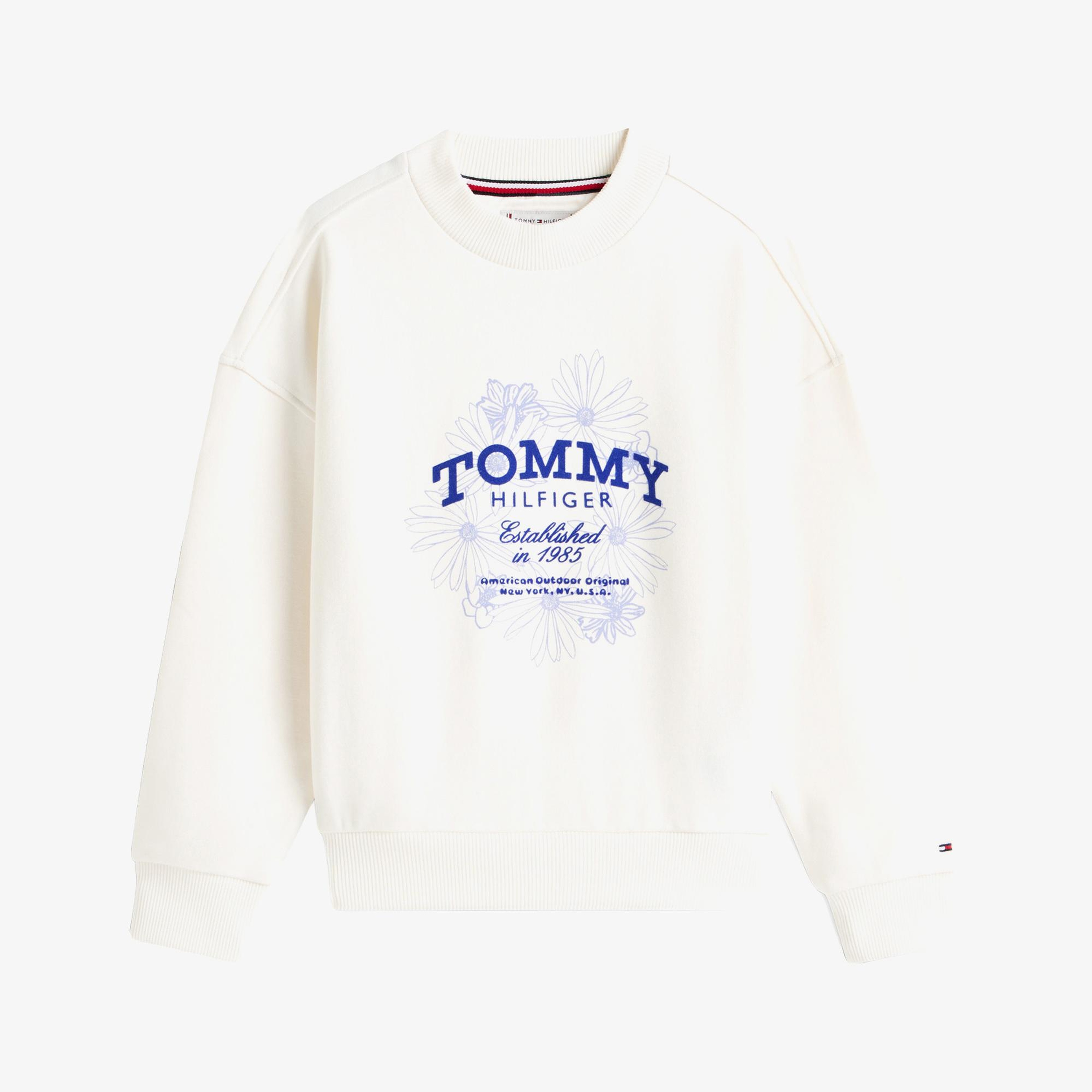 Tommy Hilfiger Flower Çocuk Beyaz Sweatshirt