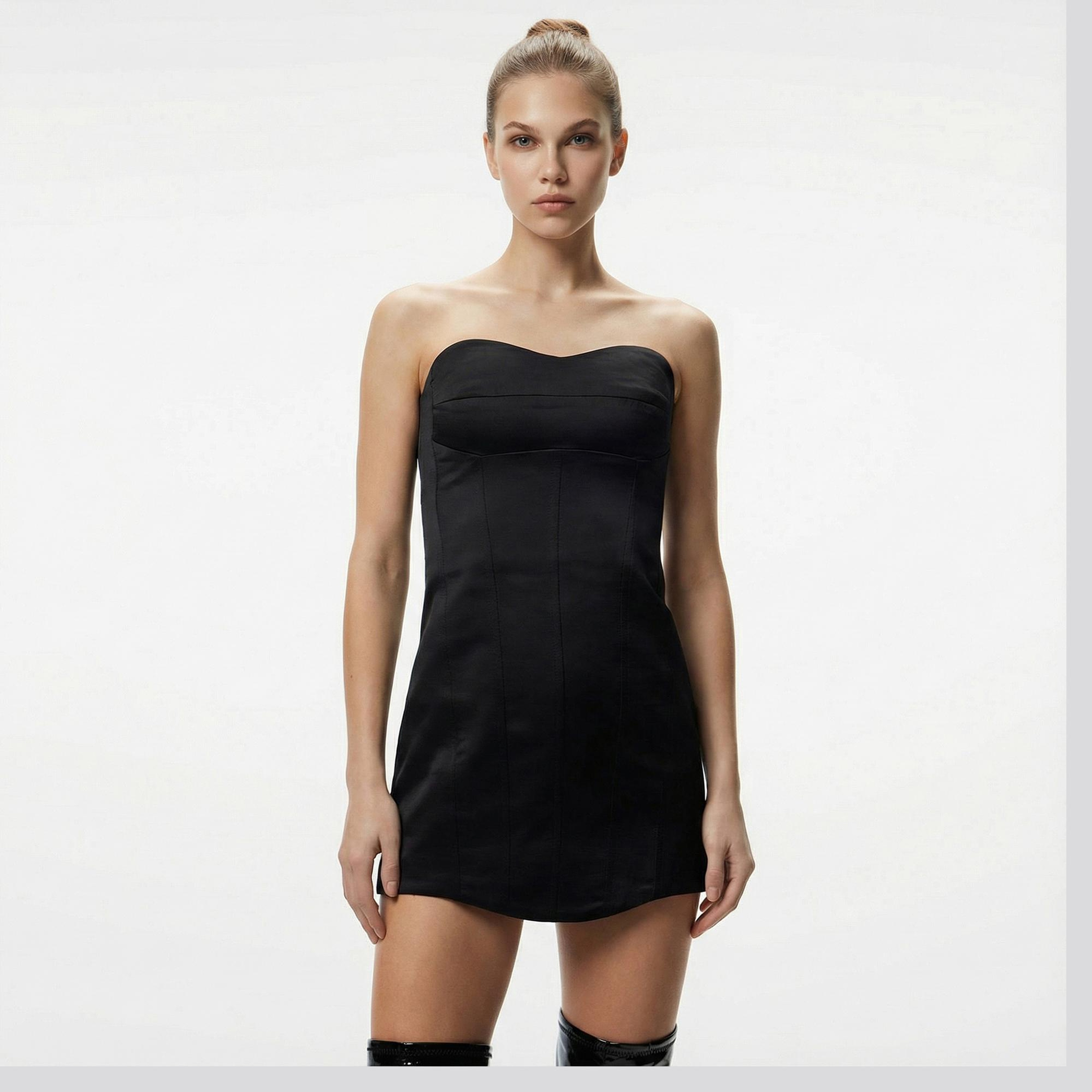 Fabby Corset Kadın Siyah Straplez Elbise