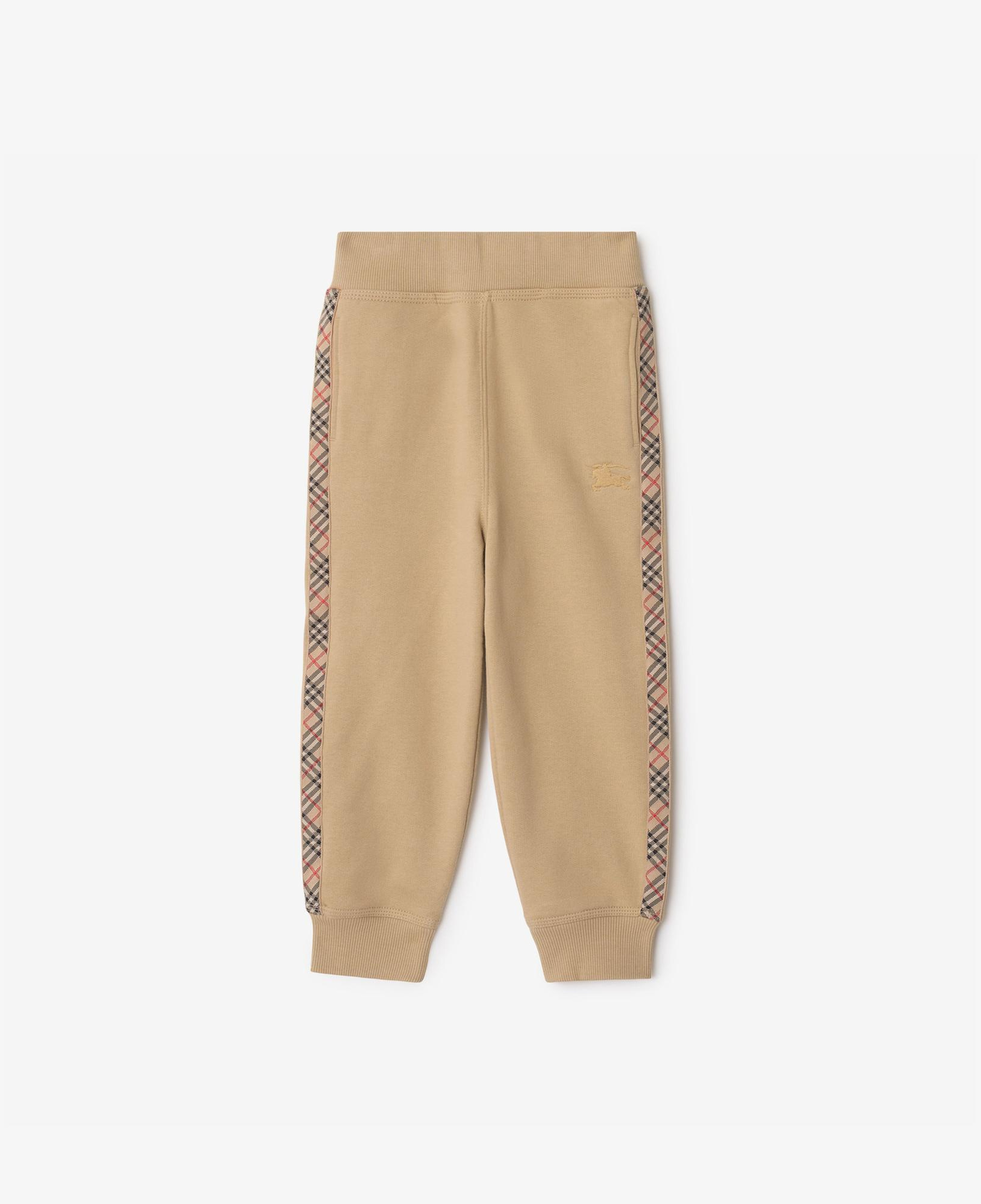 Burberry Jackson Tape Check Trim Cotton Çocuk Bej Eşofman Altı