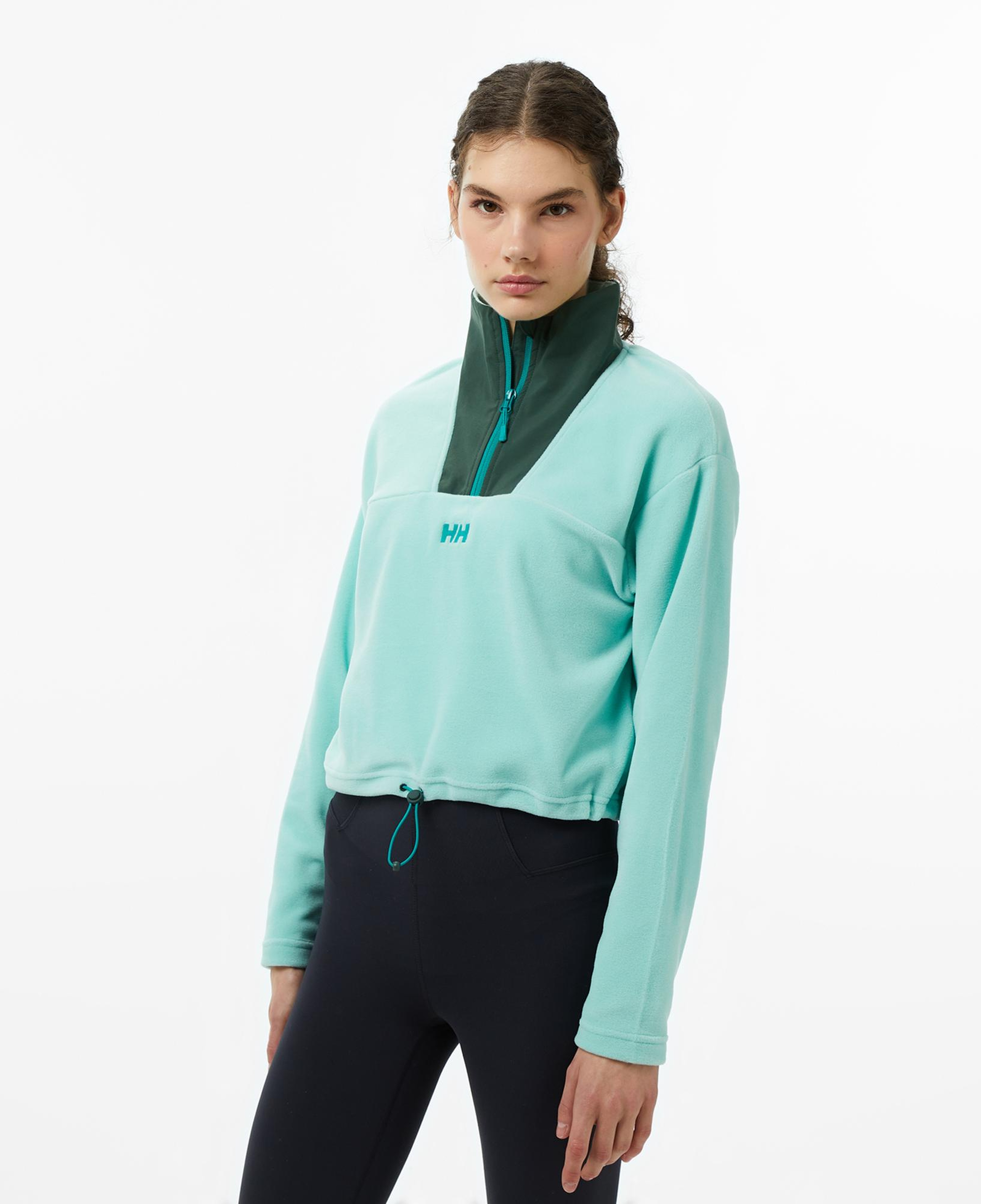 Helly Hansen W Daybreaker Cropped Polar Kadın Yeşil Sweatshirt