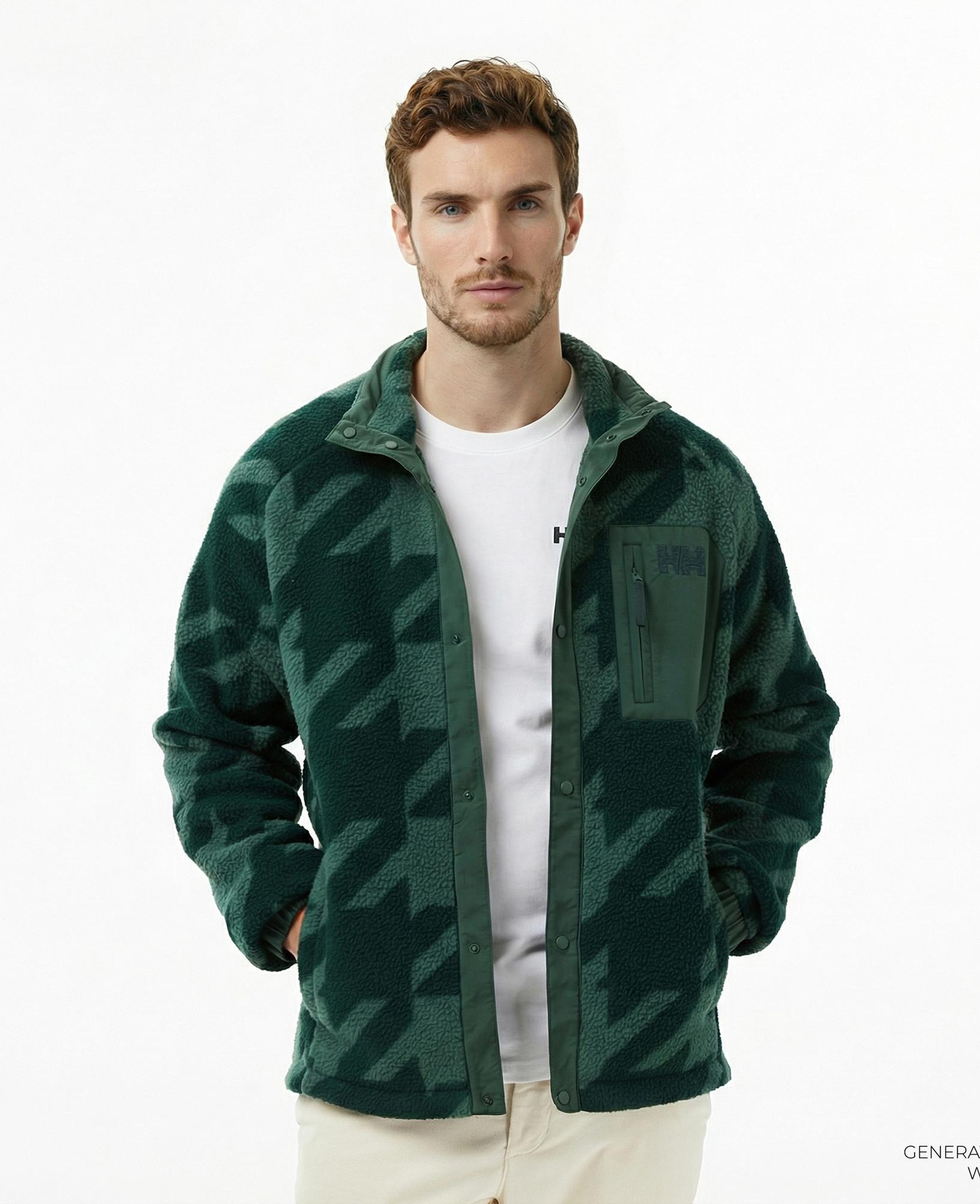Helly Hansen Panorama Printed Pile Snap Erkek Yeşil Ceket