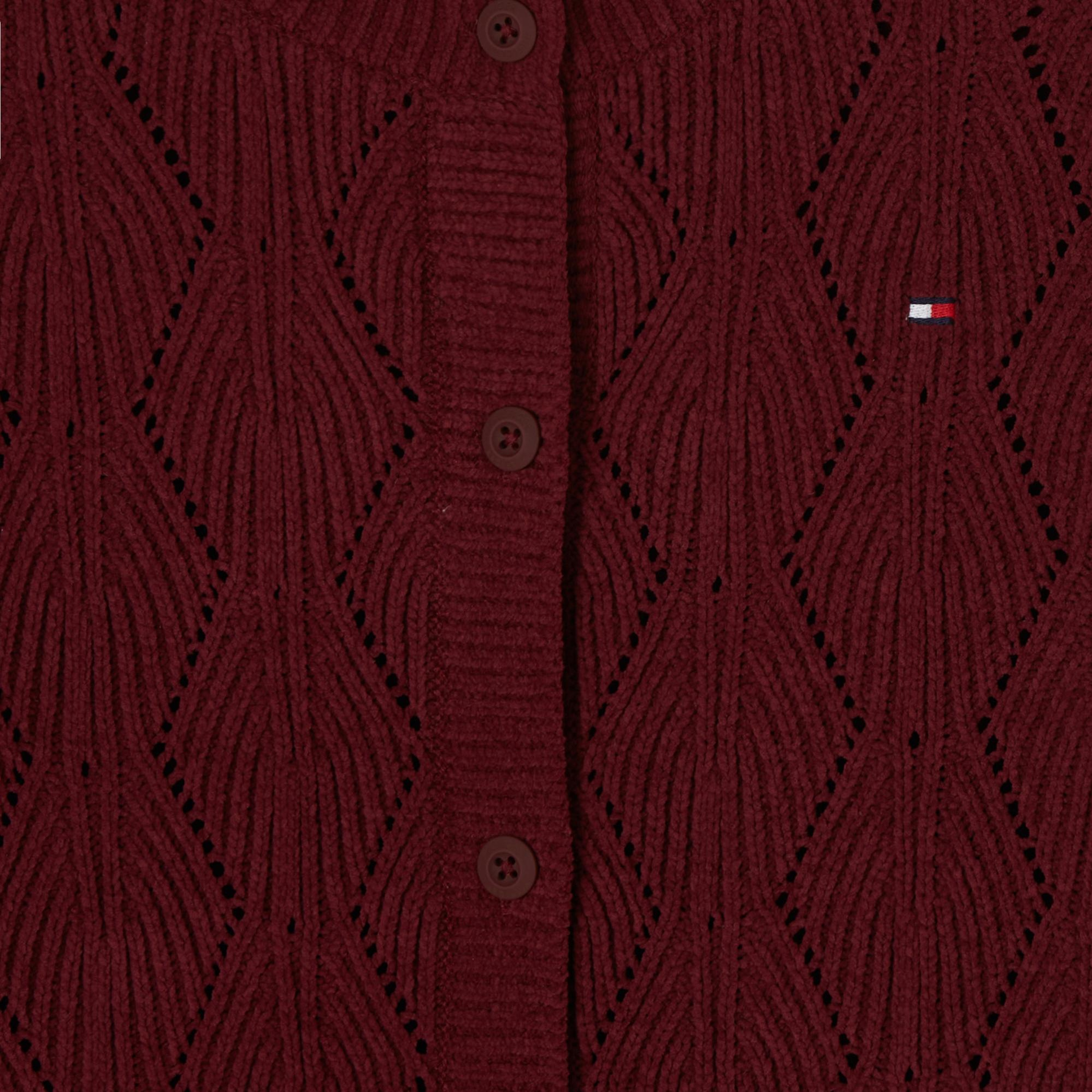 Tommy Hilfiger Chenılle Çocuk Bordo Hırka