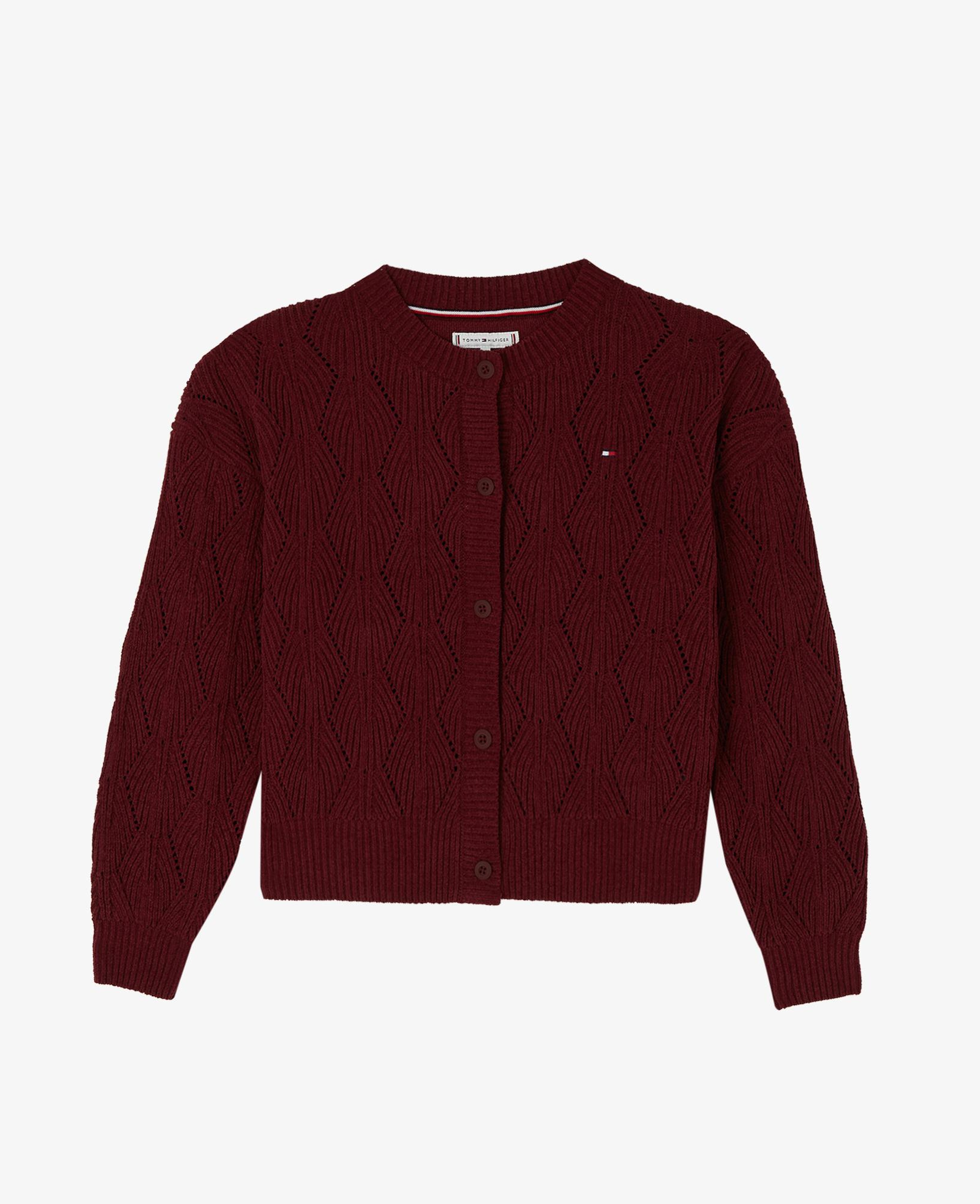 Tommy Hilfiger Chenılle Çocuk Bordo Hırka