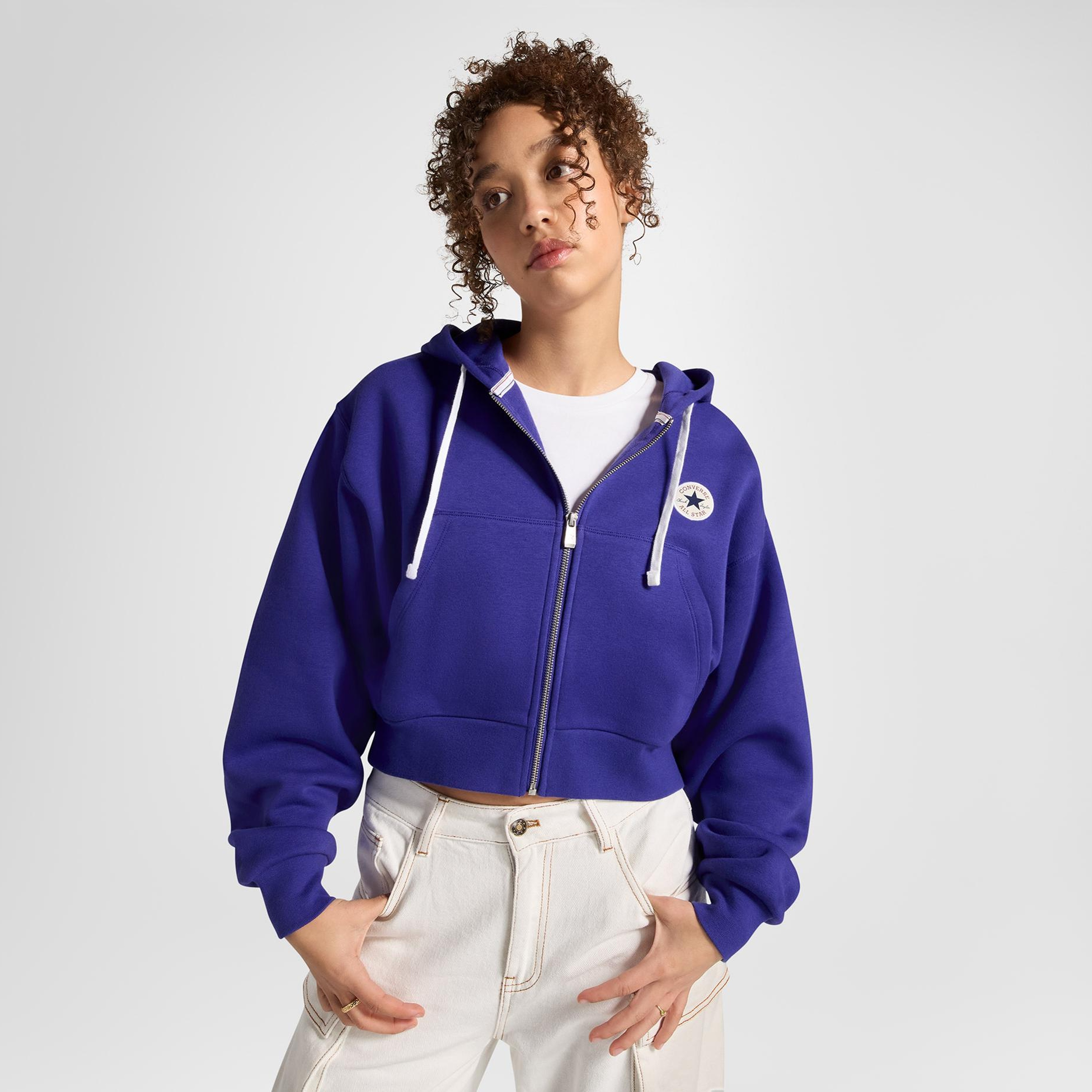 Converse Kadın Mavi Fermuarlı Hoodie