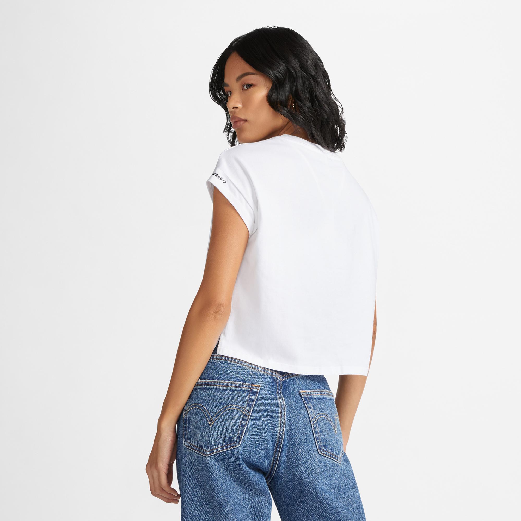 Converse Star Chevron Twist Cropped Kadın Beyaz T-Shirt