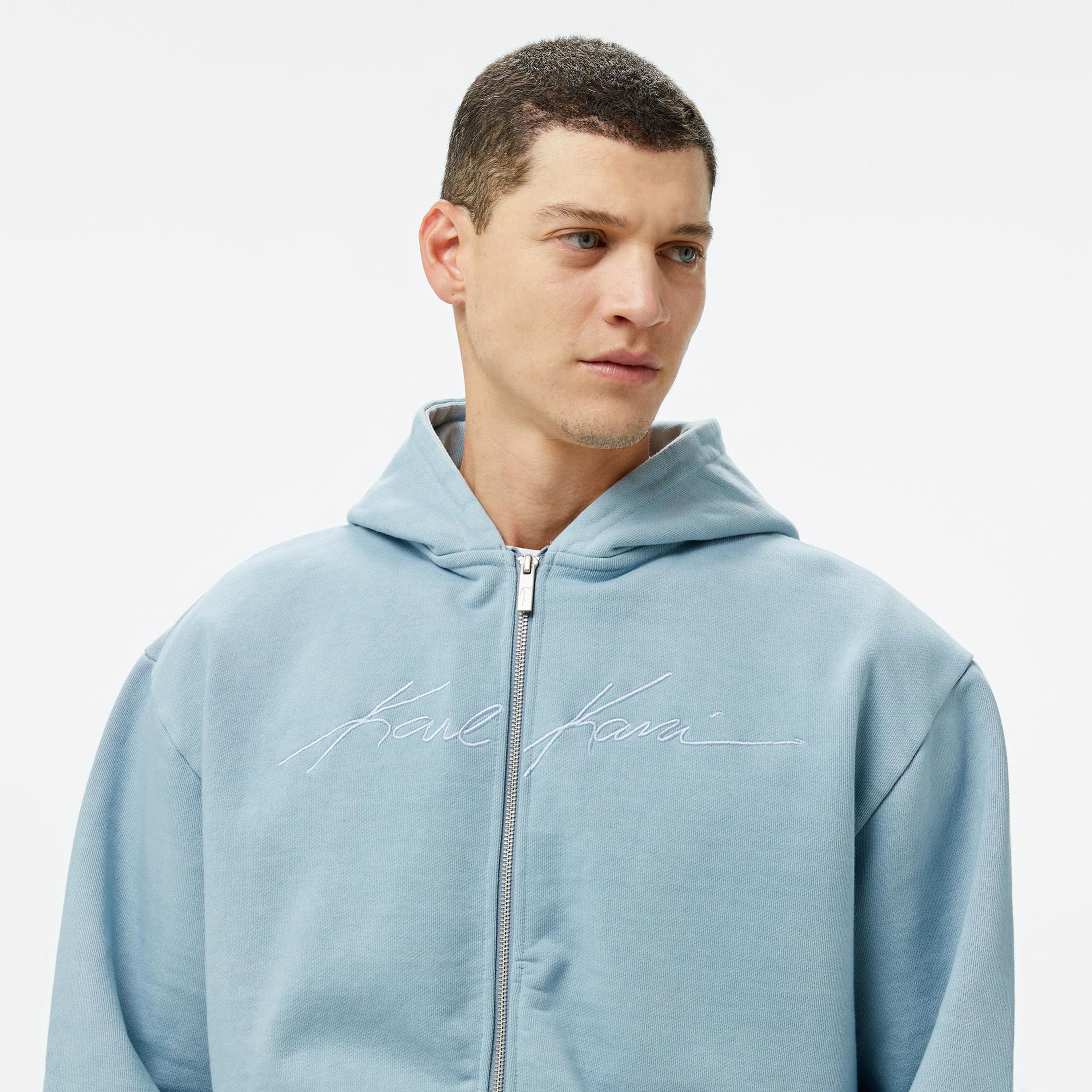 Karl Kani Autograph Heavy Os Zip Erkek Mavi Sweatshirt