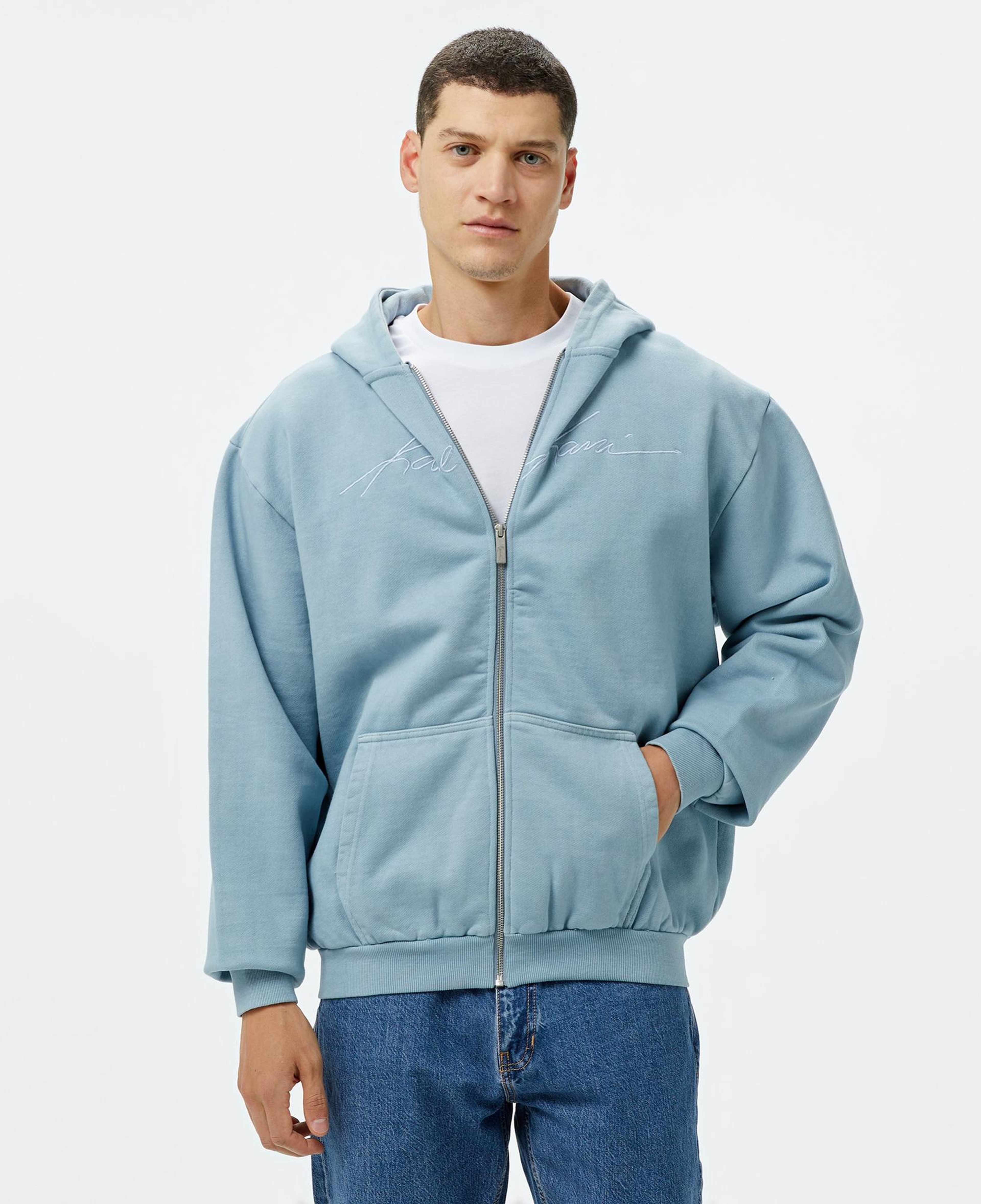 Karl Kani Autograph Heavy Os Zip Erkek Mavi Sweatshirt