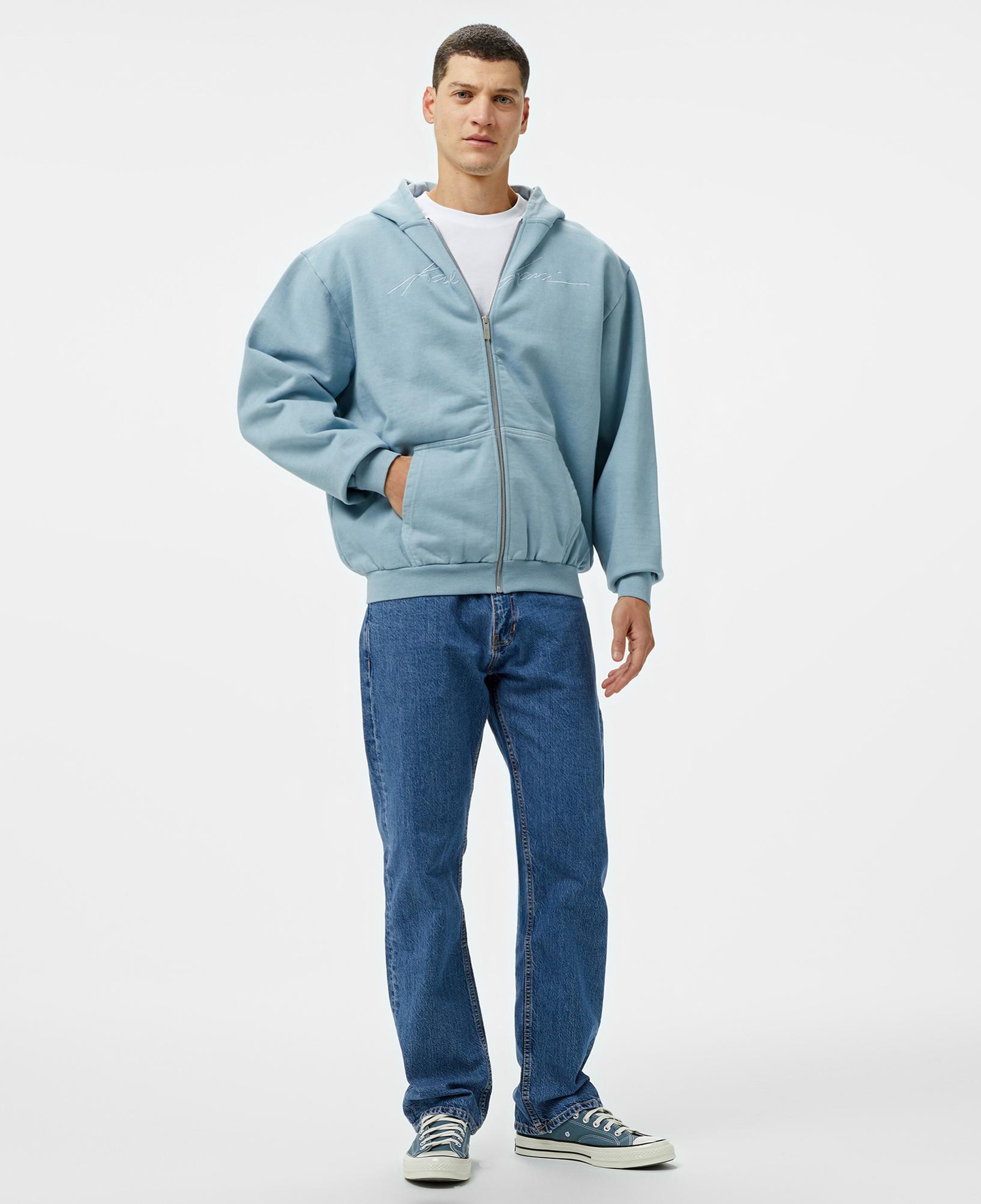 Karl Kani Autograph Heavy Os Zip Erkek Mavi Sweatshirt