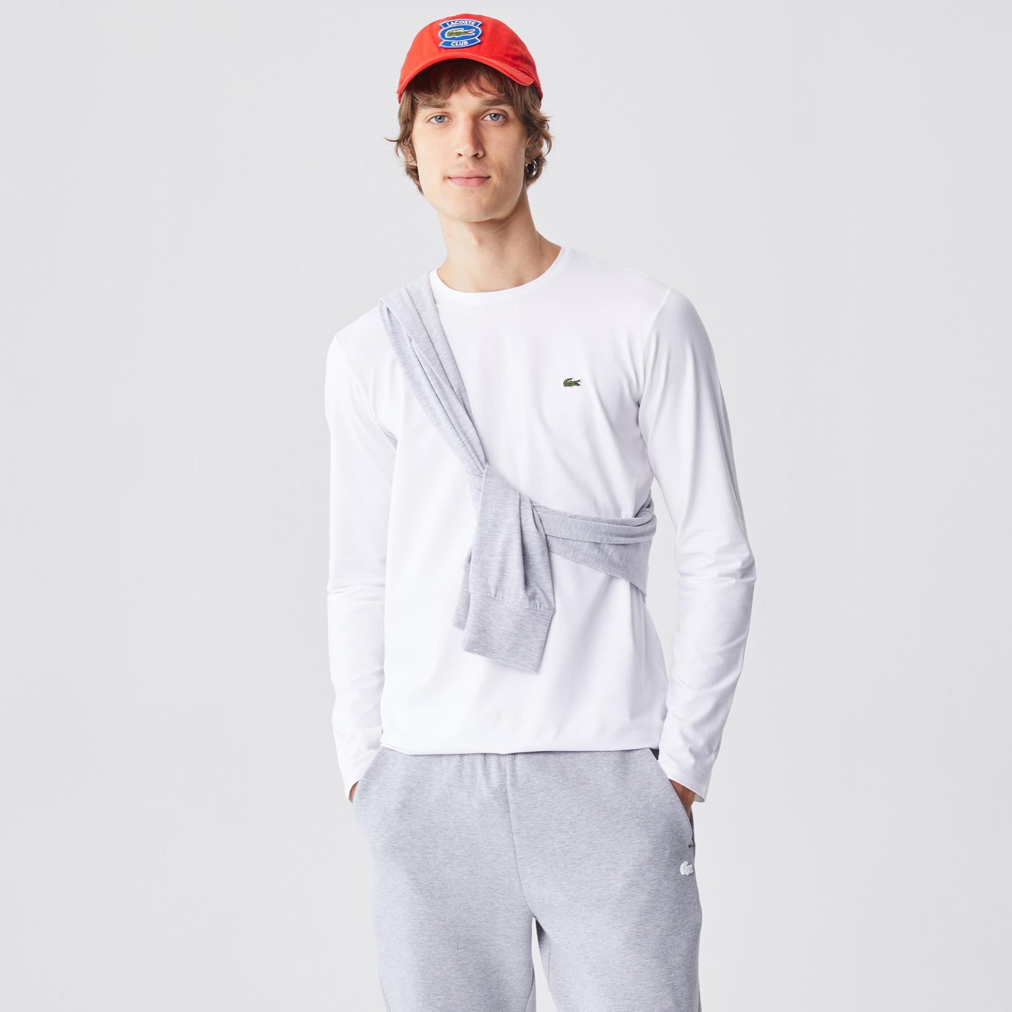 Lacoste Erkek Regular Fit Uzun Kollu Bisiklet Yaka Beyaz T-Shirt