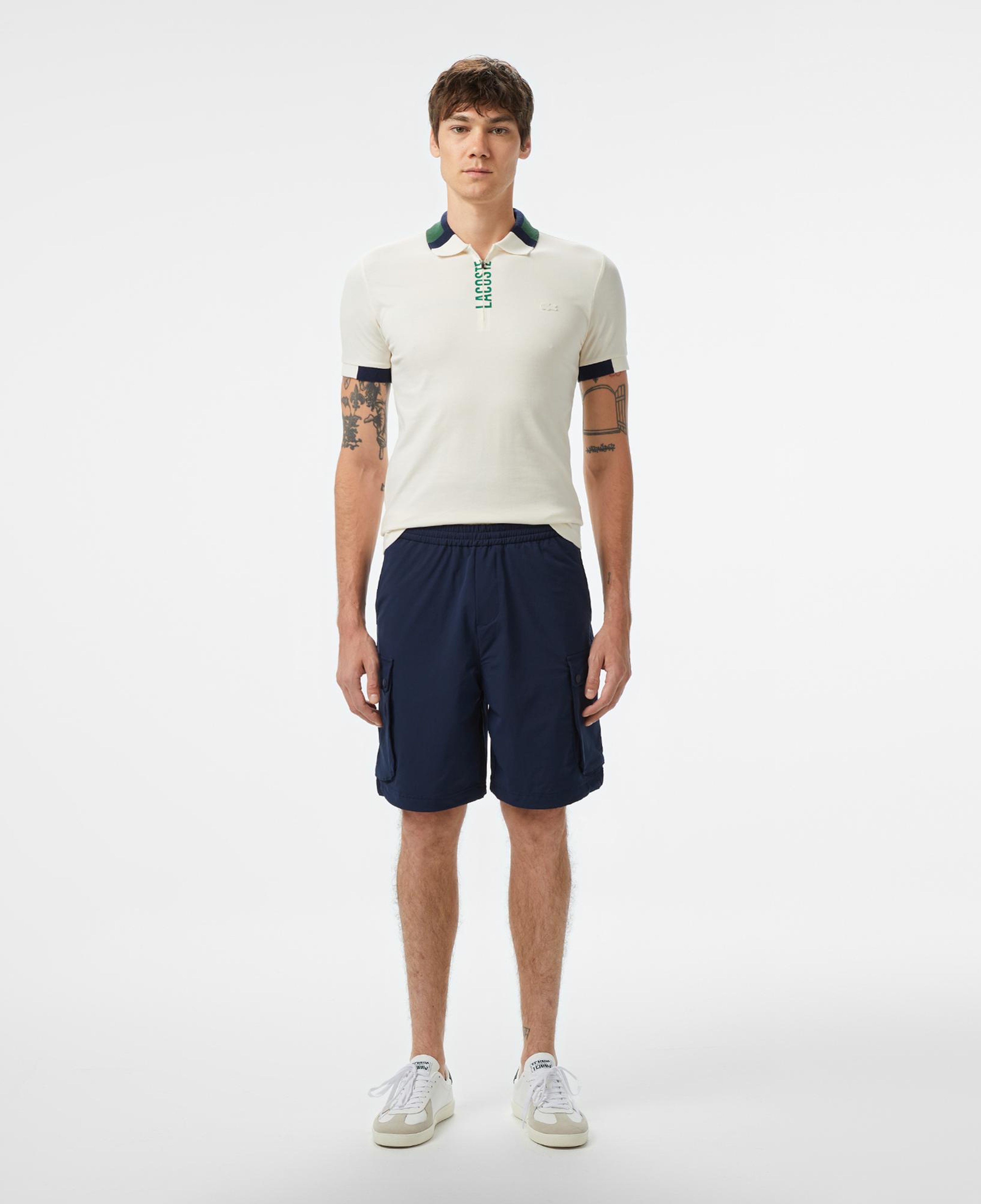 Lacoste Erkek Regular Fit Yarım Fermuarlı Baskılı Beyaz Polo