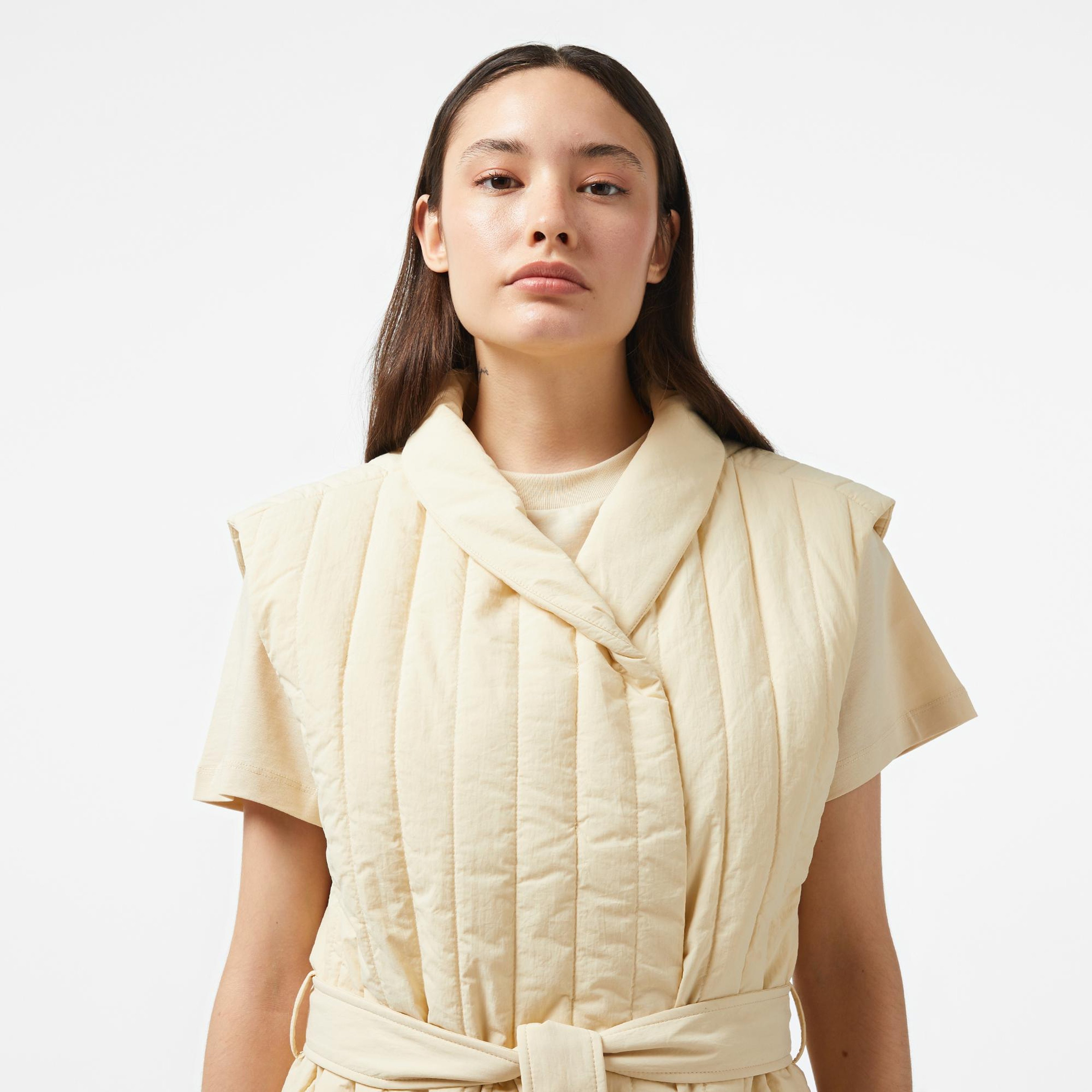 Calvin Klein Padded Vertıcal Quilt Vest Kadın Gri Yelek