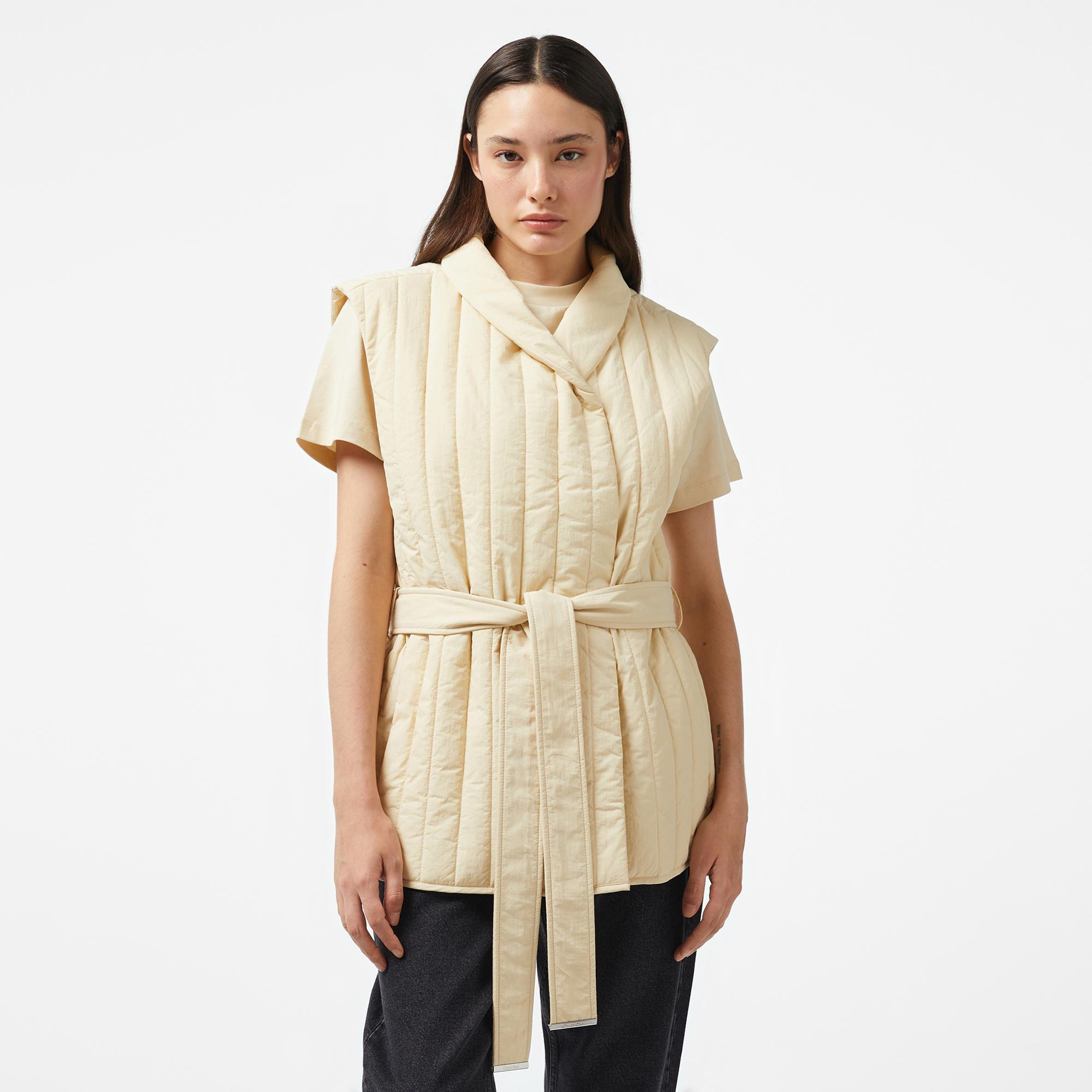 Calvin Klein Padded Vertıcal Quilt Vest Kadın Gri Yelek