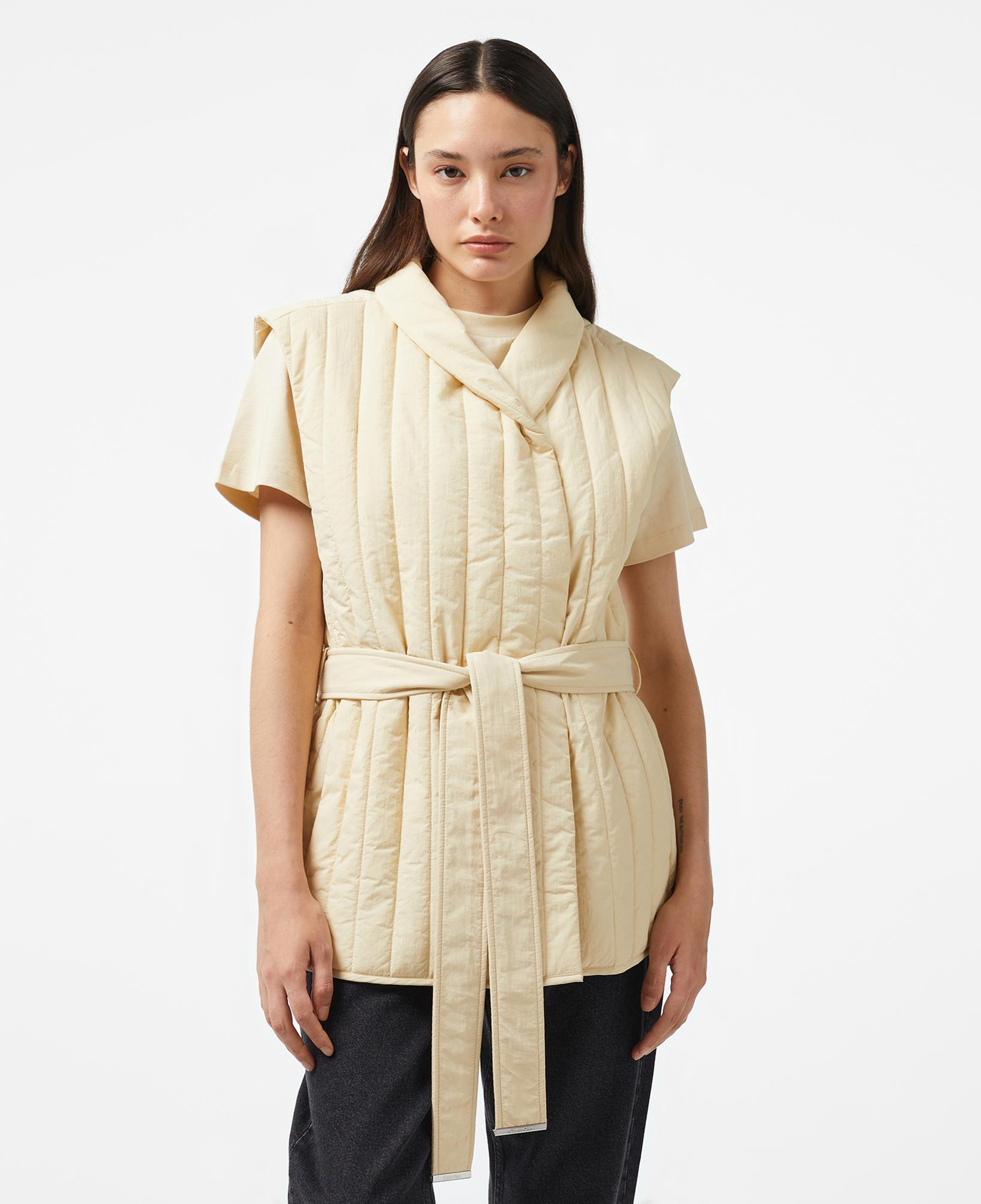 Calvin Klein Padded Vertıcal Quilt Vest Kadın Gri Yelek