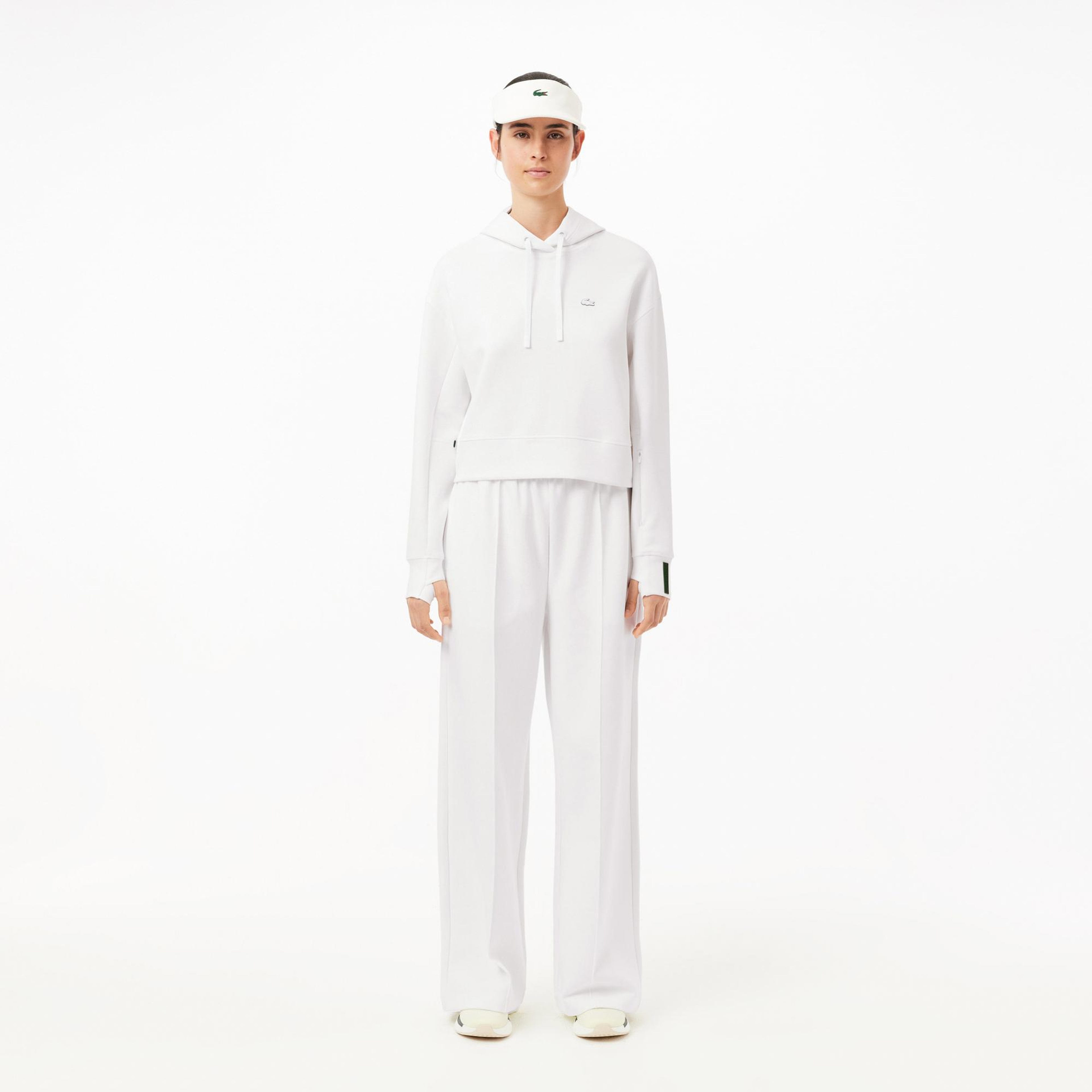 Lacoste Kadın Relaxed Fit Kapüşonlu Beyaz Sweatshirt