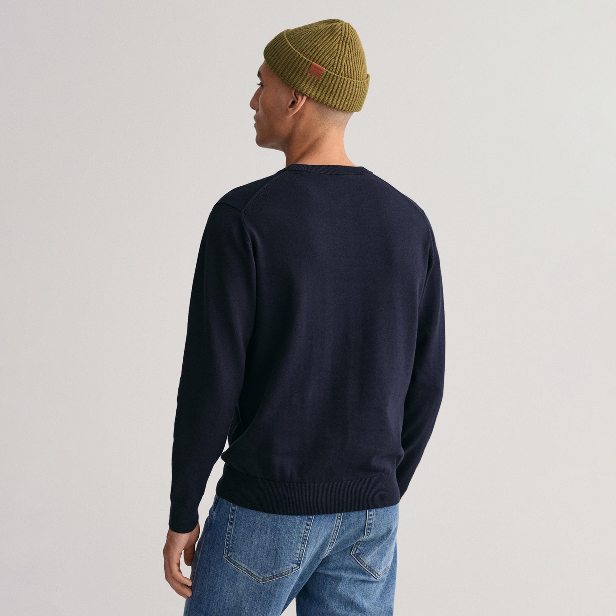 Gant Erkek Lacivert Regular Fit Bisiklet Yaka Kazak