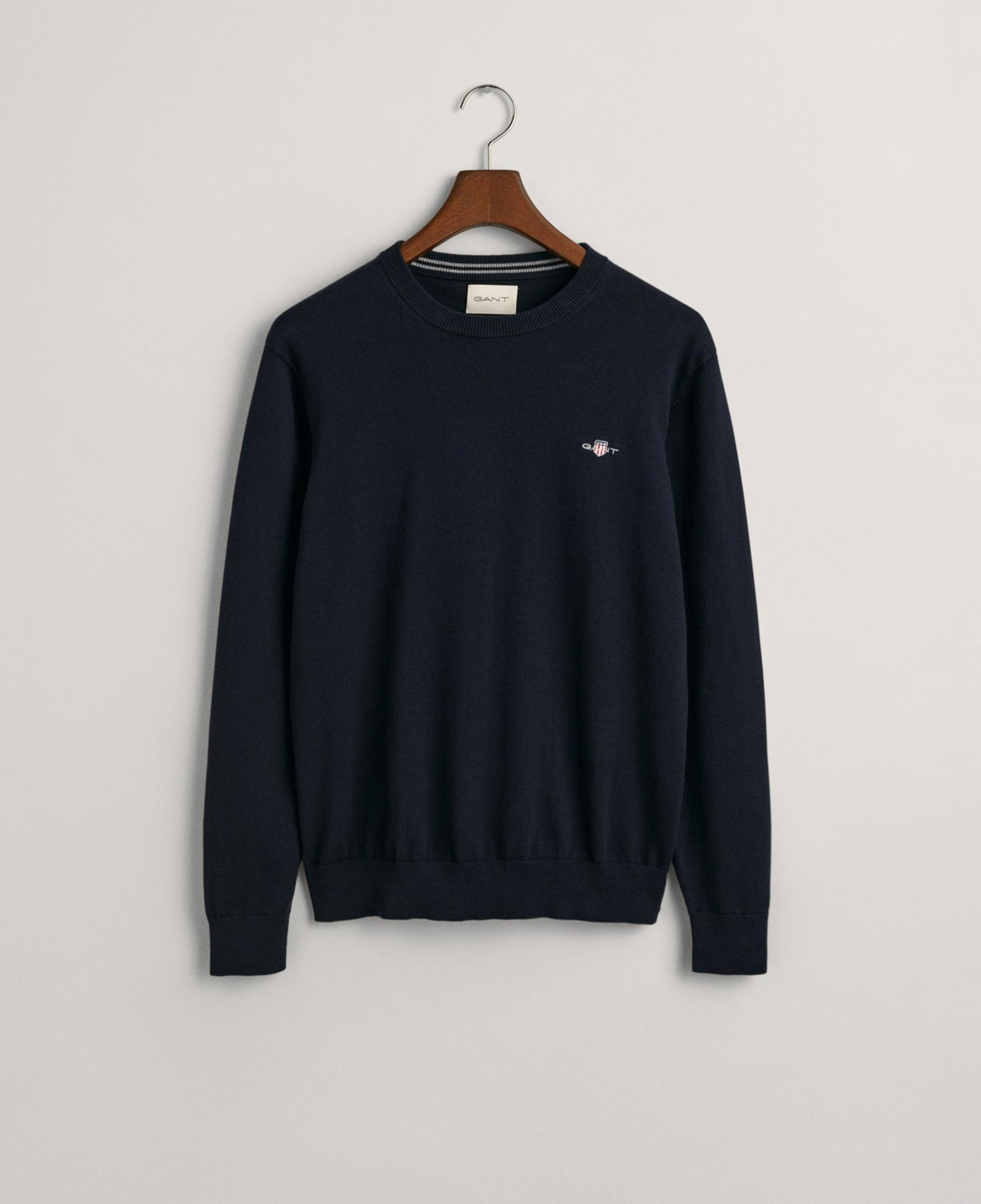 GANT Erkek Lacivert Regular Fit Bisiklet Yaka Kazak