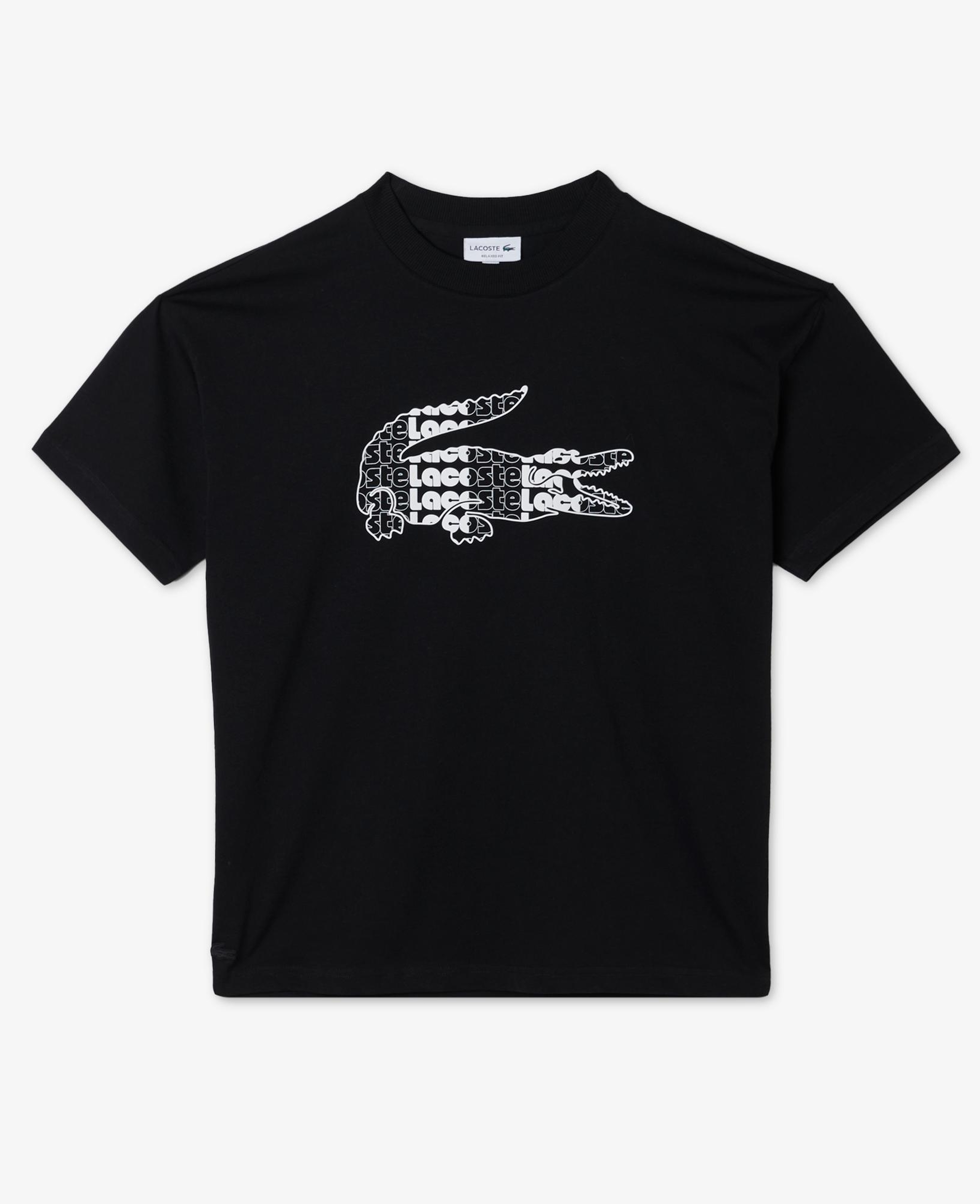 Lacoste Erkek Relaxed Fit Bisiklet Yaka Baskılı Siyah T-Shirt